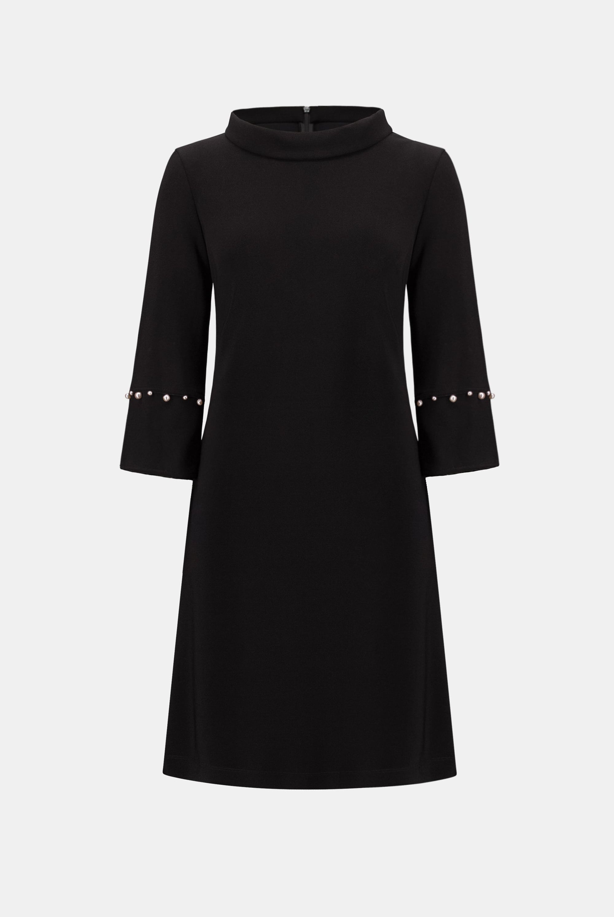 Silky Knit A-Line Dress With Pearl Detail