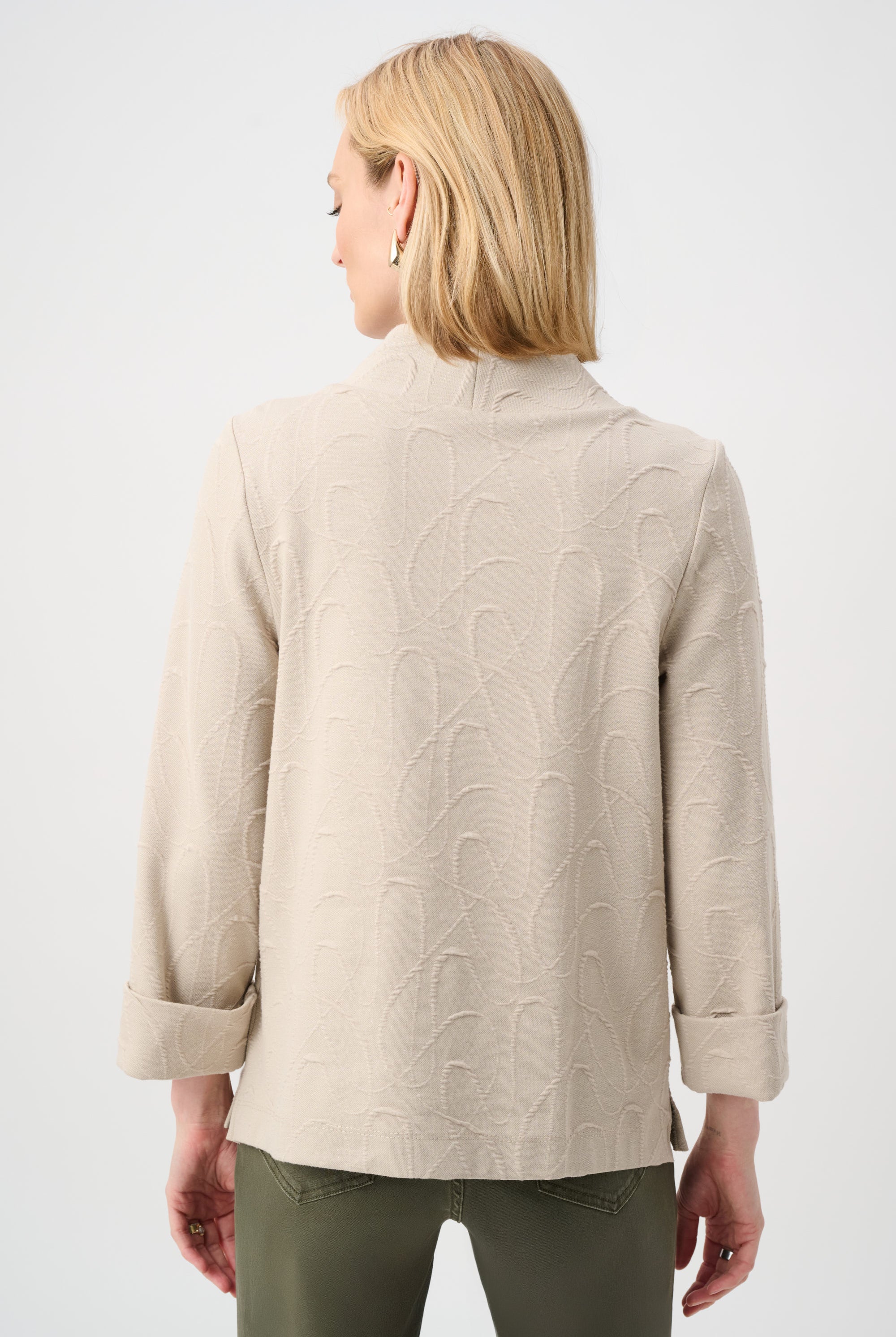 Jacquard Sweater Funnel Collar Trapeze Top