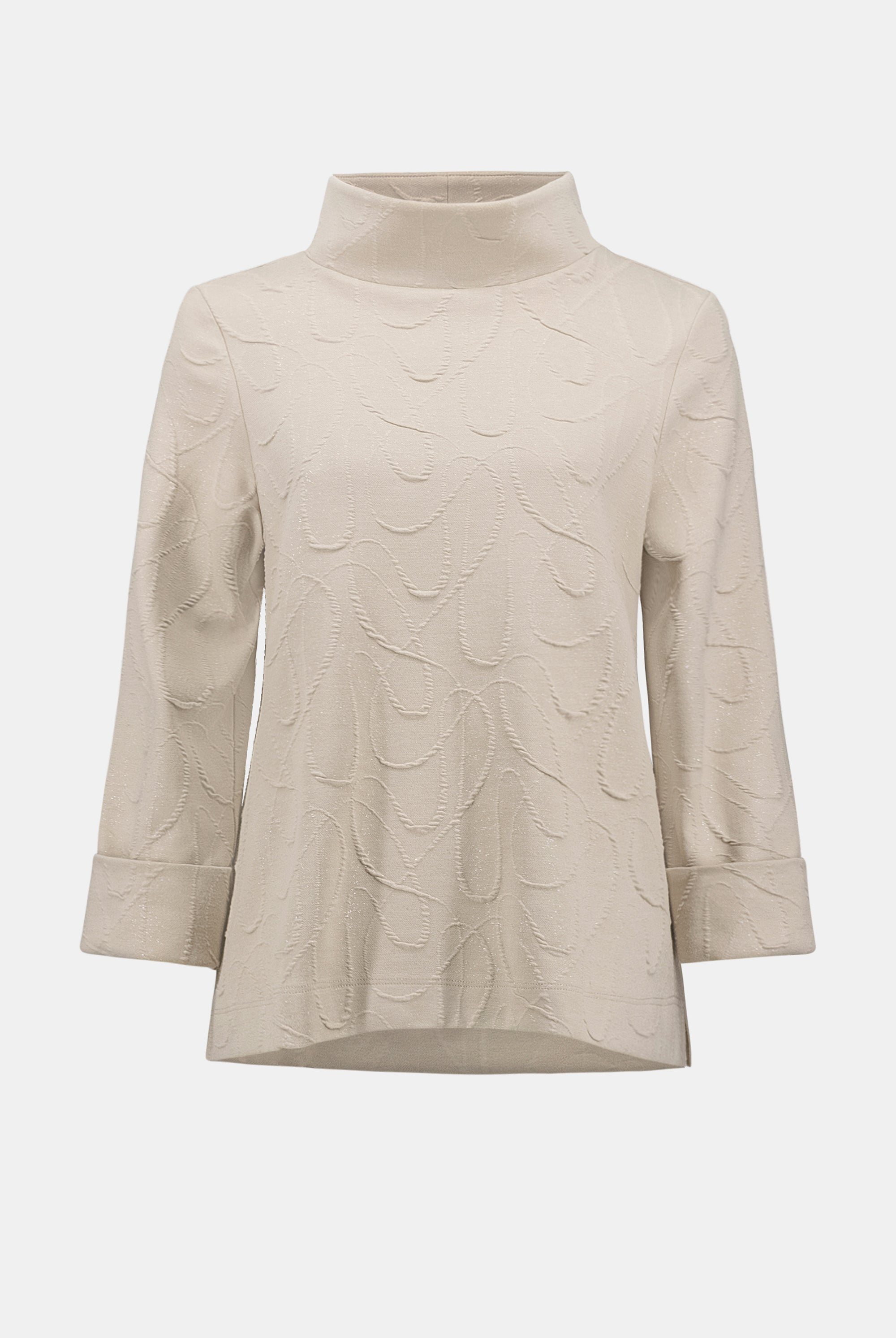 Jacquard Sweater Funnel Collar Trapeze Top