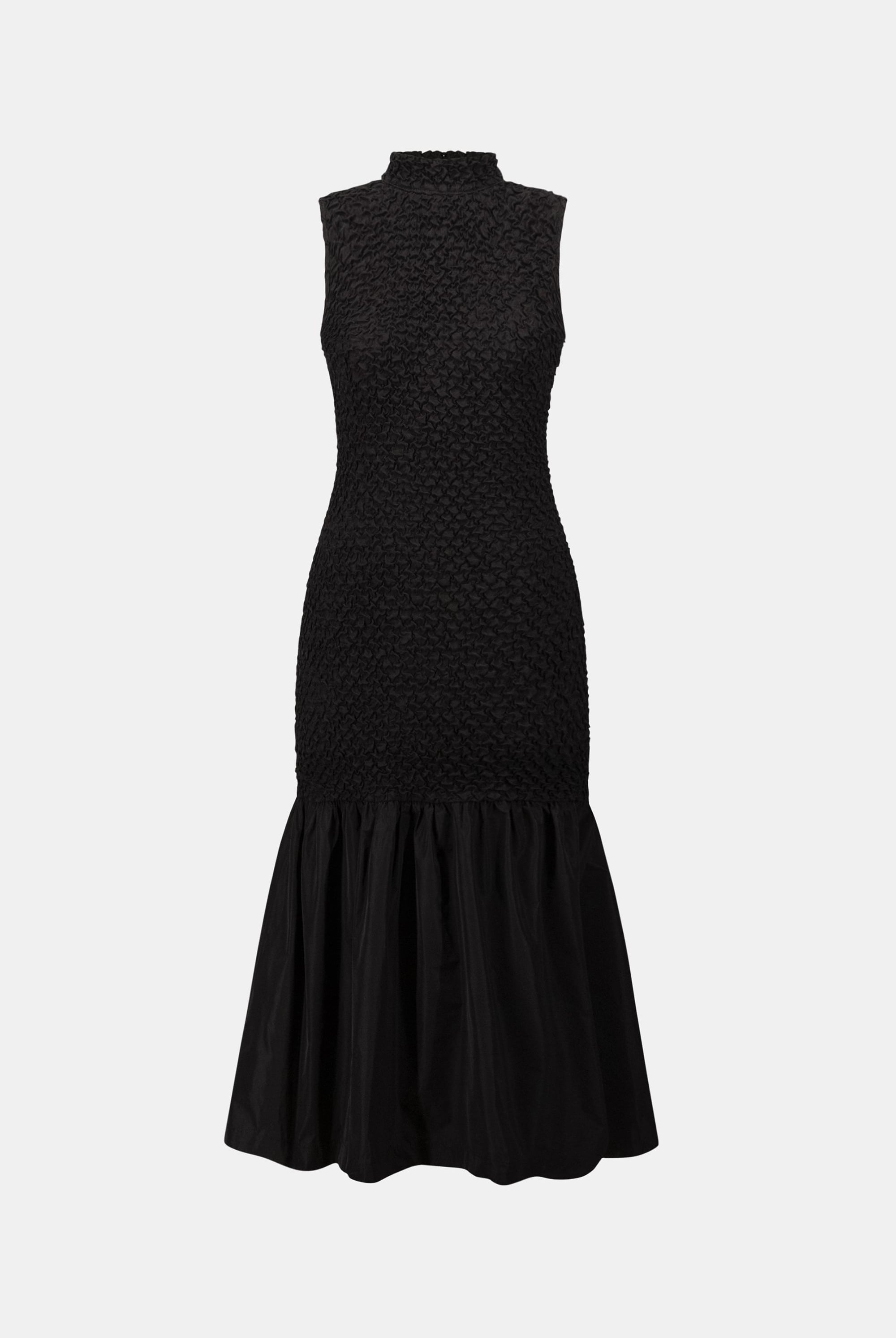 Textured Jacquard Flounce Dress With Memory