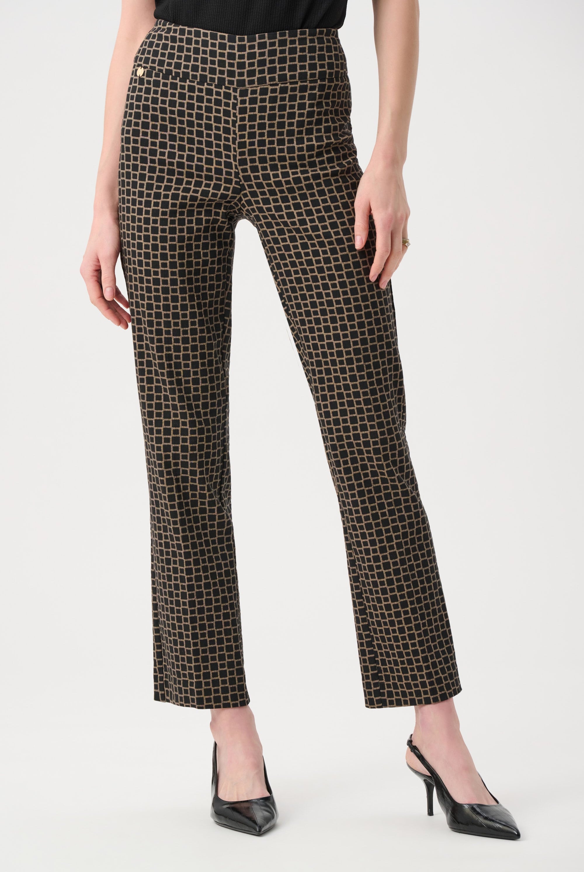 Geometric Jacquard Straight Pull On Pant