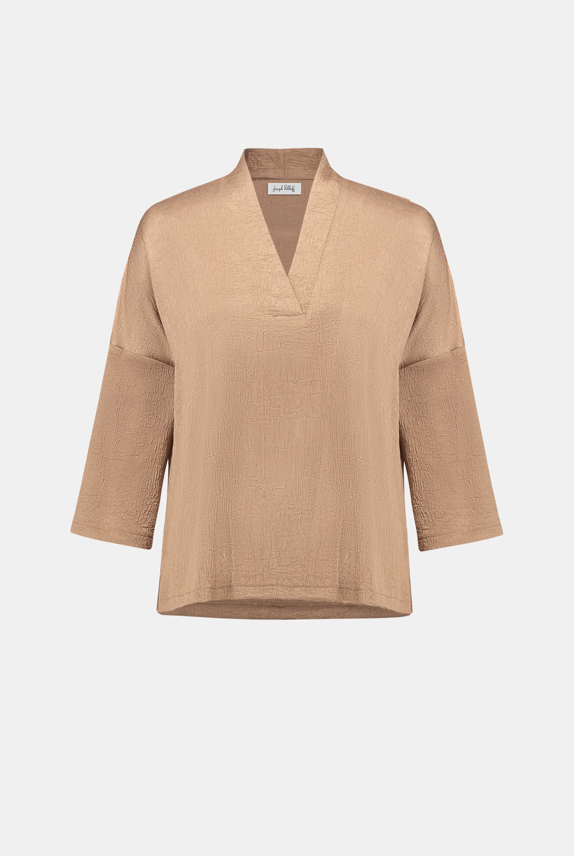 Crushed Satin Straight V-Neck Top