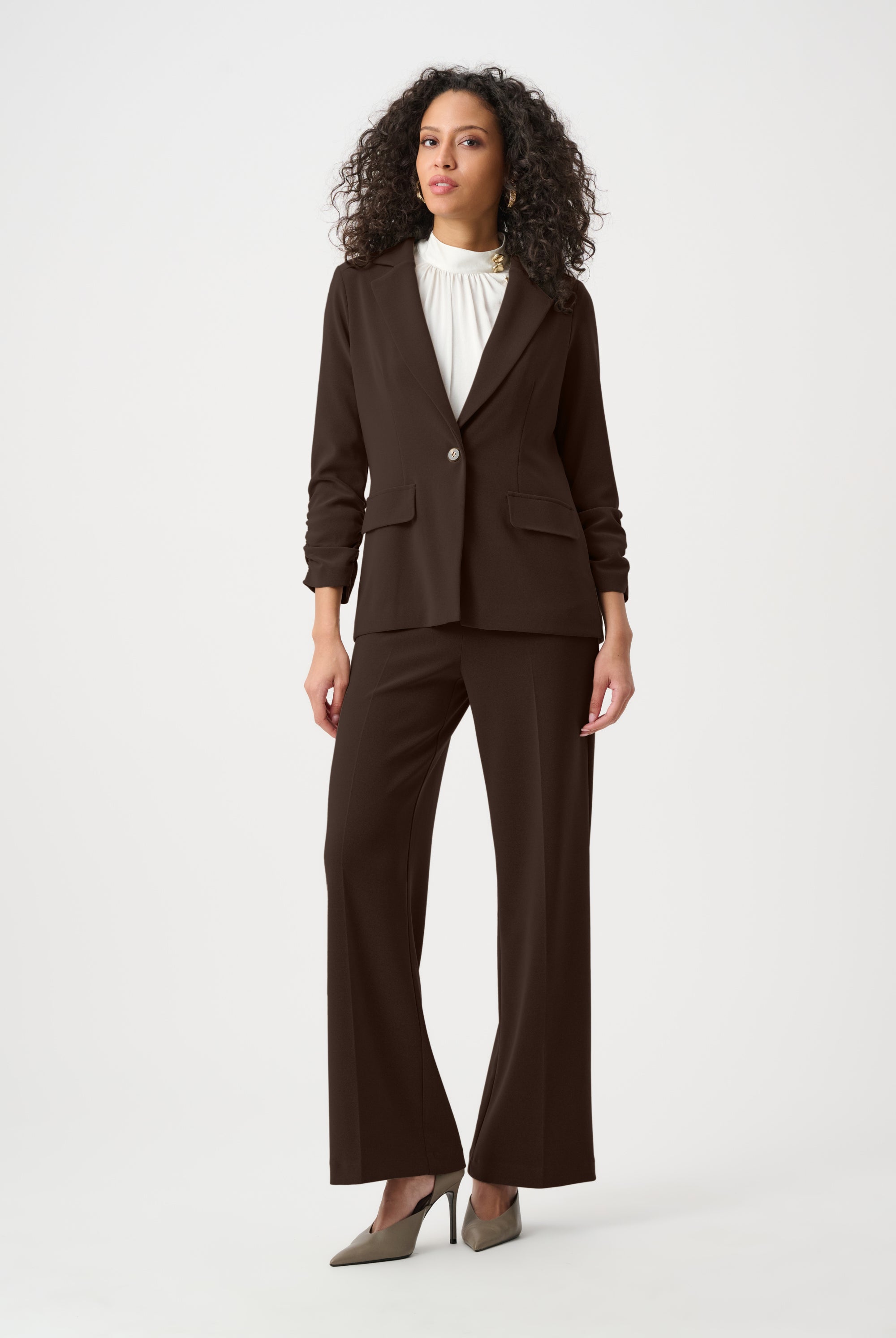 Melange Silky Knit Straight Blazer
