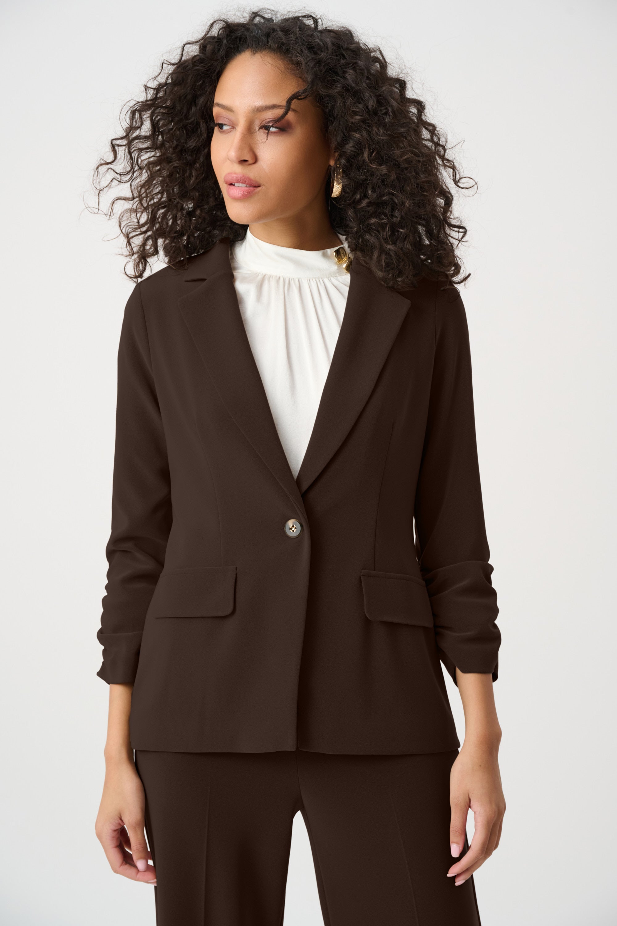 Melange Silky Knit Straight Blazer