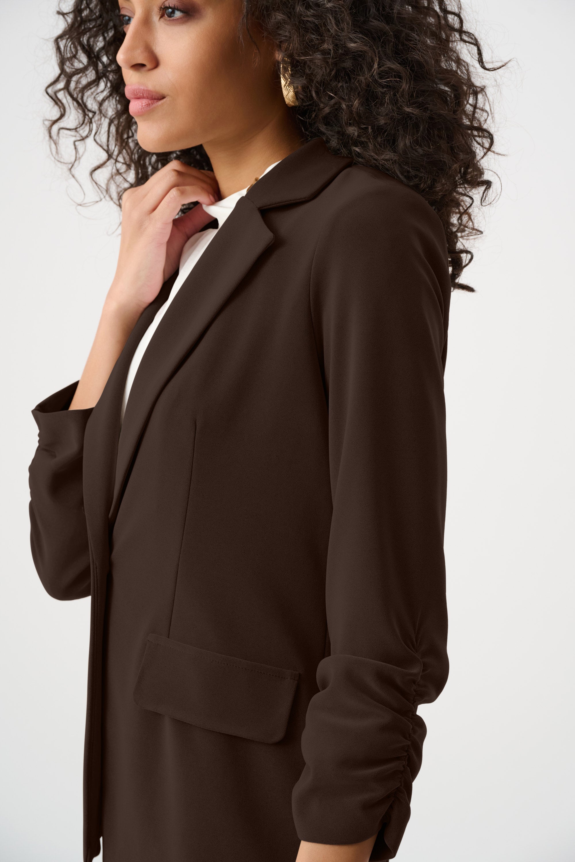 Melange Silky Knit Straight Blazer