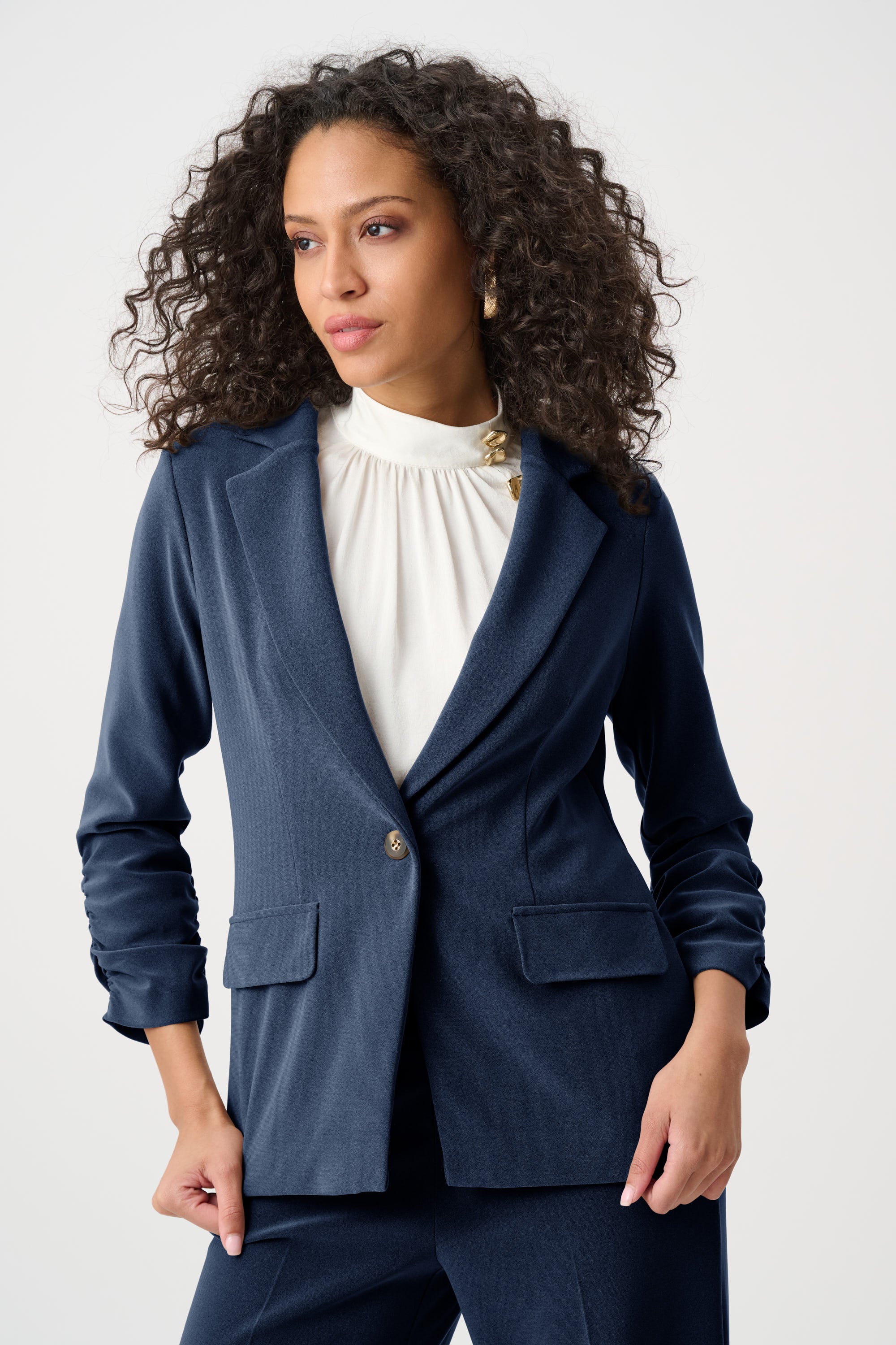 Melange Silky Knit Straight Blazer