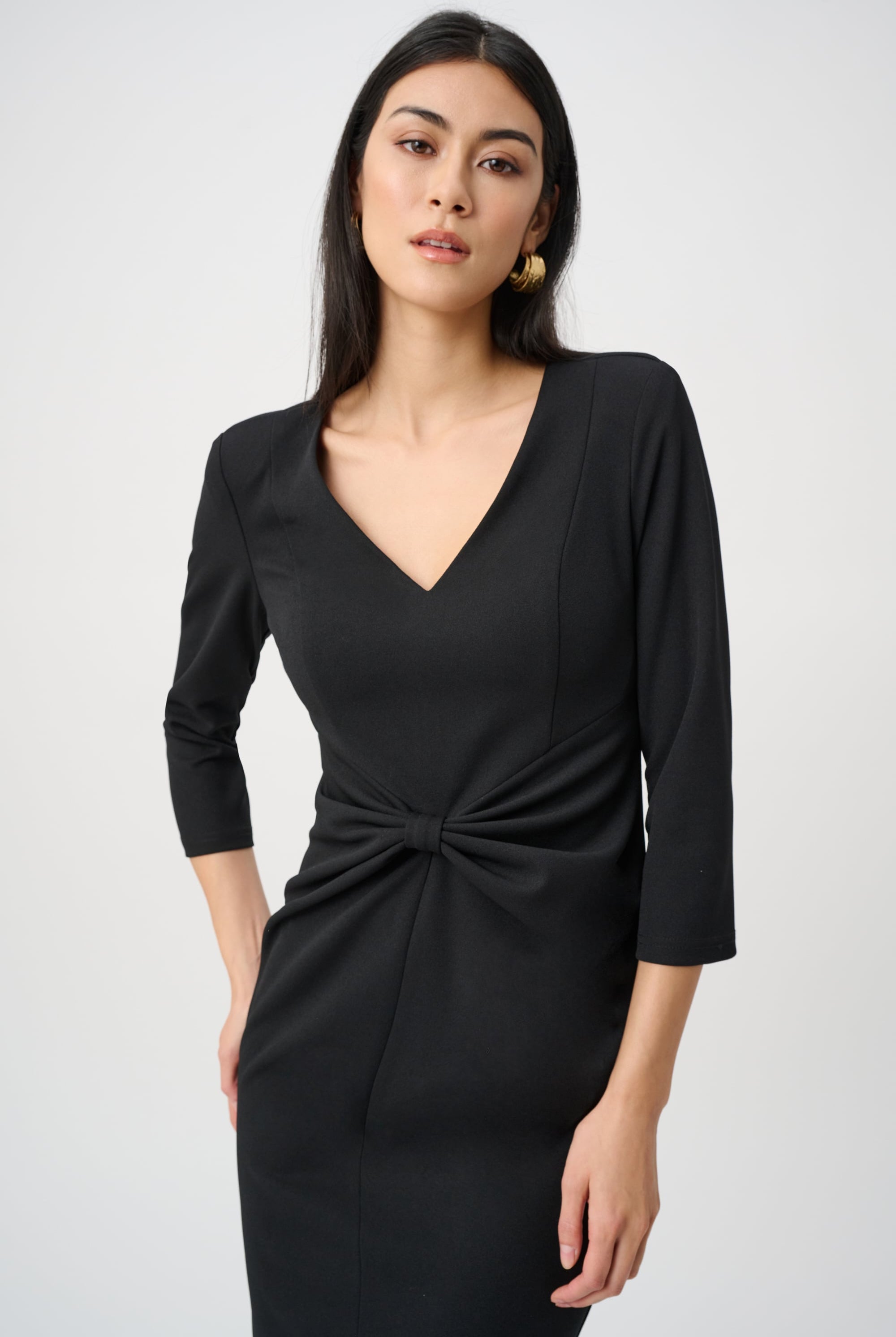 Scuba Crepe Knotted-Waist Sheath Dress