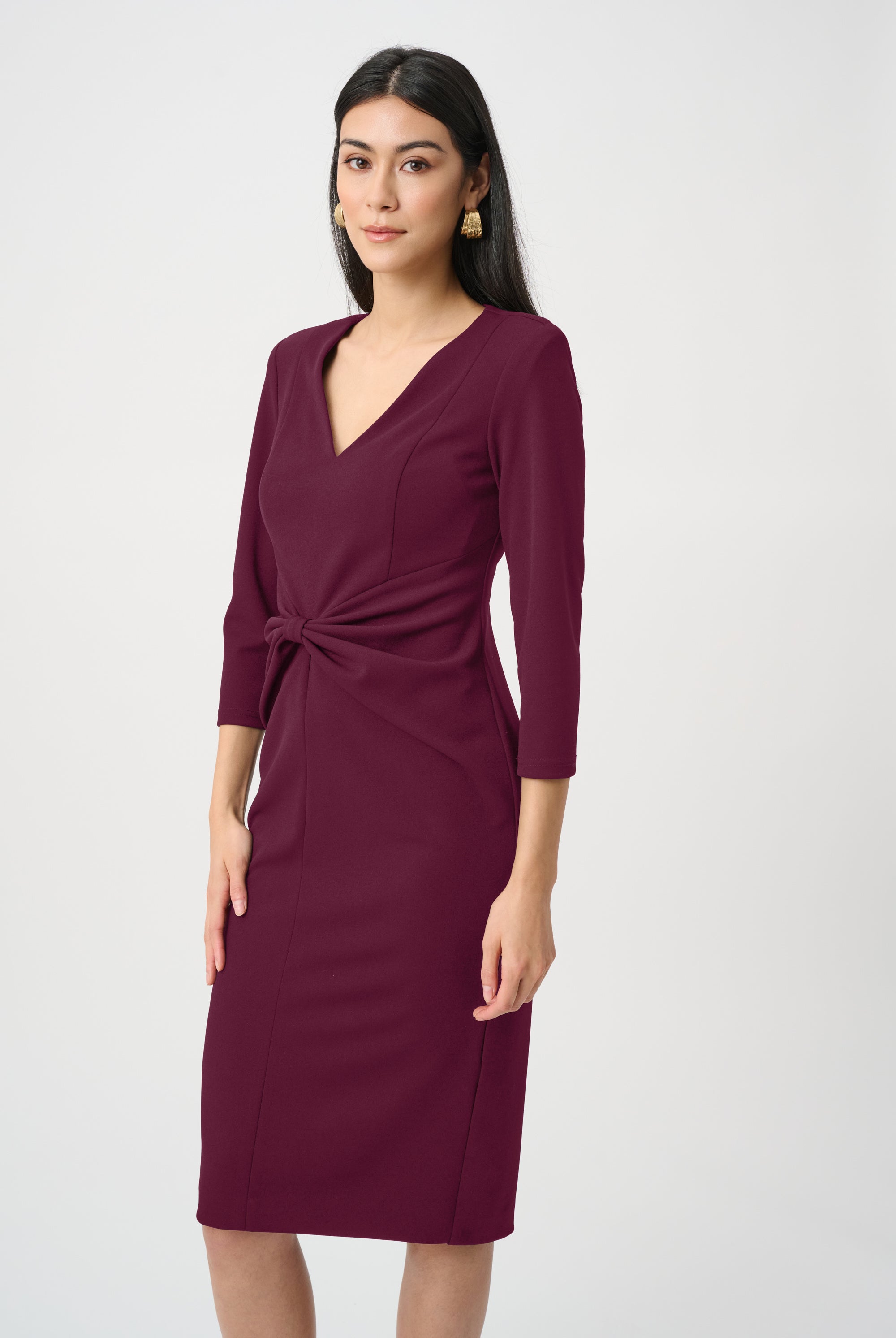 Scuba Crepe Knotted-Waist Sheath Dress