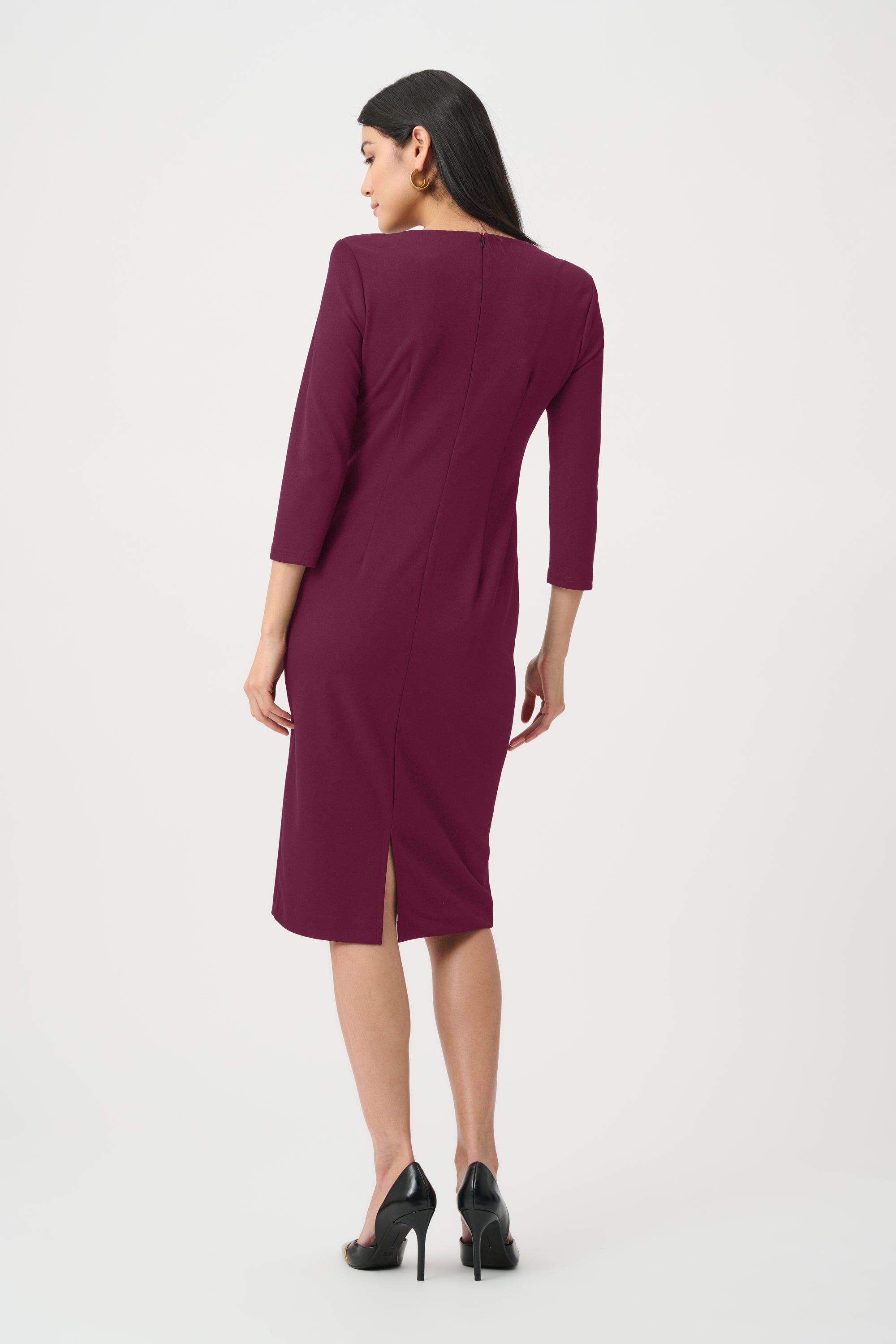 Scuba Crepe Knotted-Waist Sheath Dress