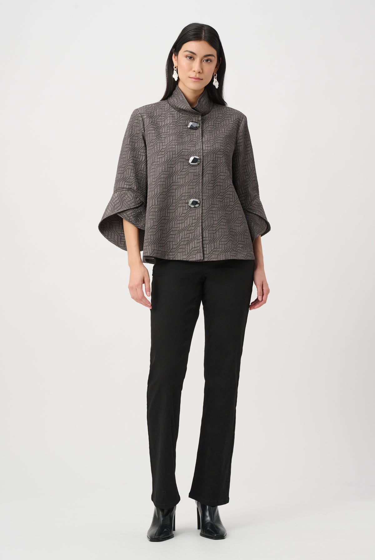 Joseph Ribkoff Geometric Jacquard Trapeze Jacket-263152, view 7