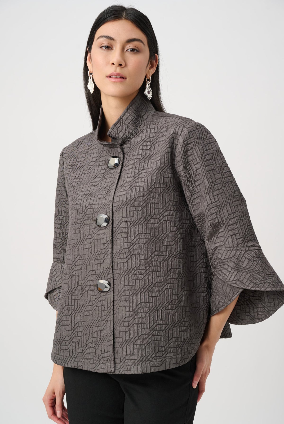 Joseph Ribkoff Geometric Jacquard Trapeze Jacket-263152