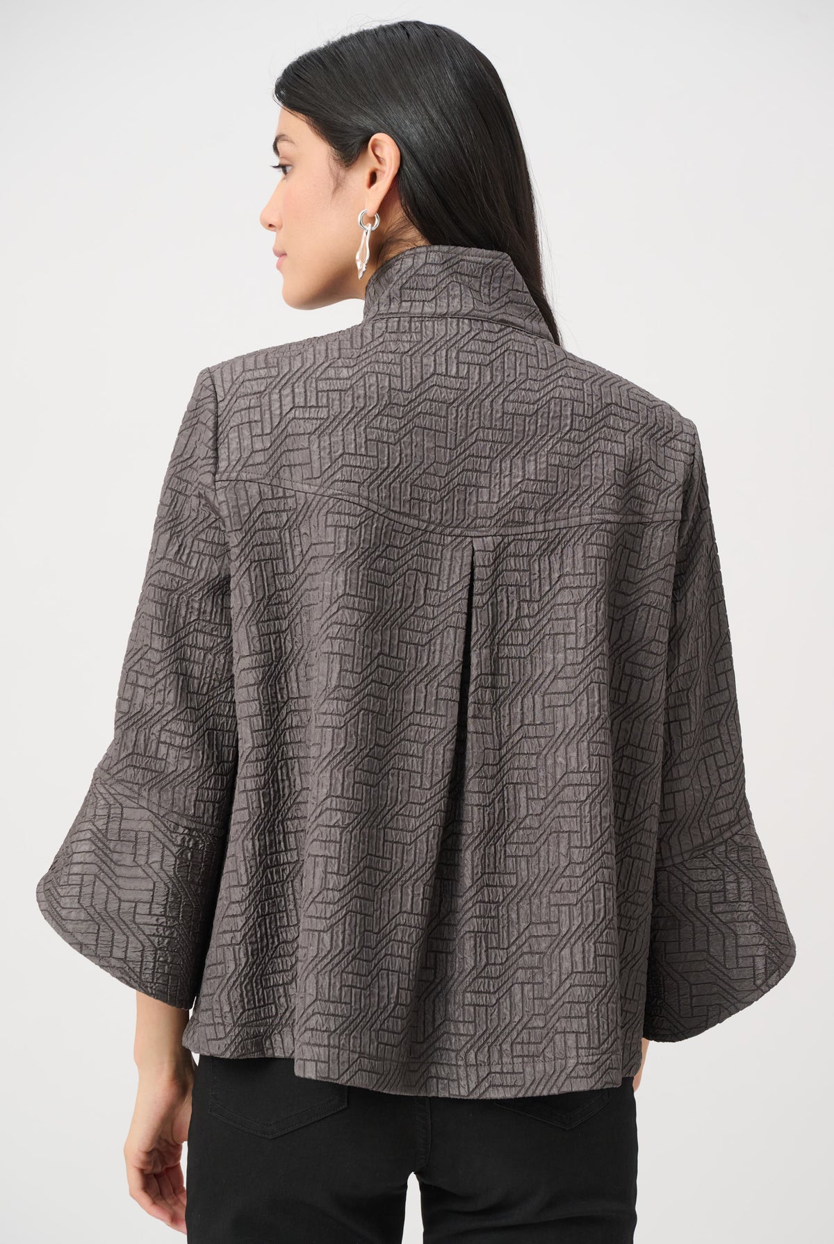 Joseph Ribkoff Geometric Jacquard Trapeze Jacket-263152, view 4