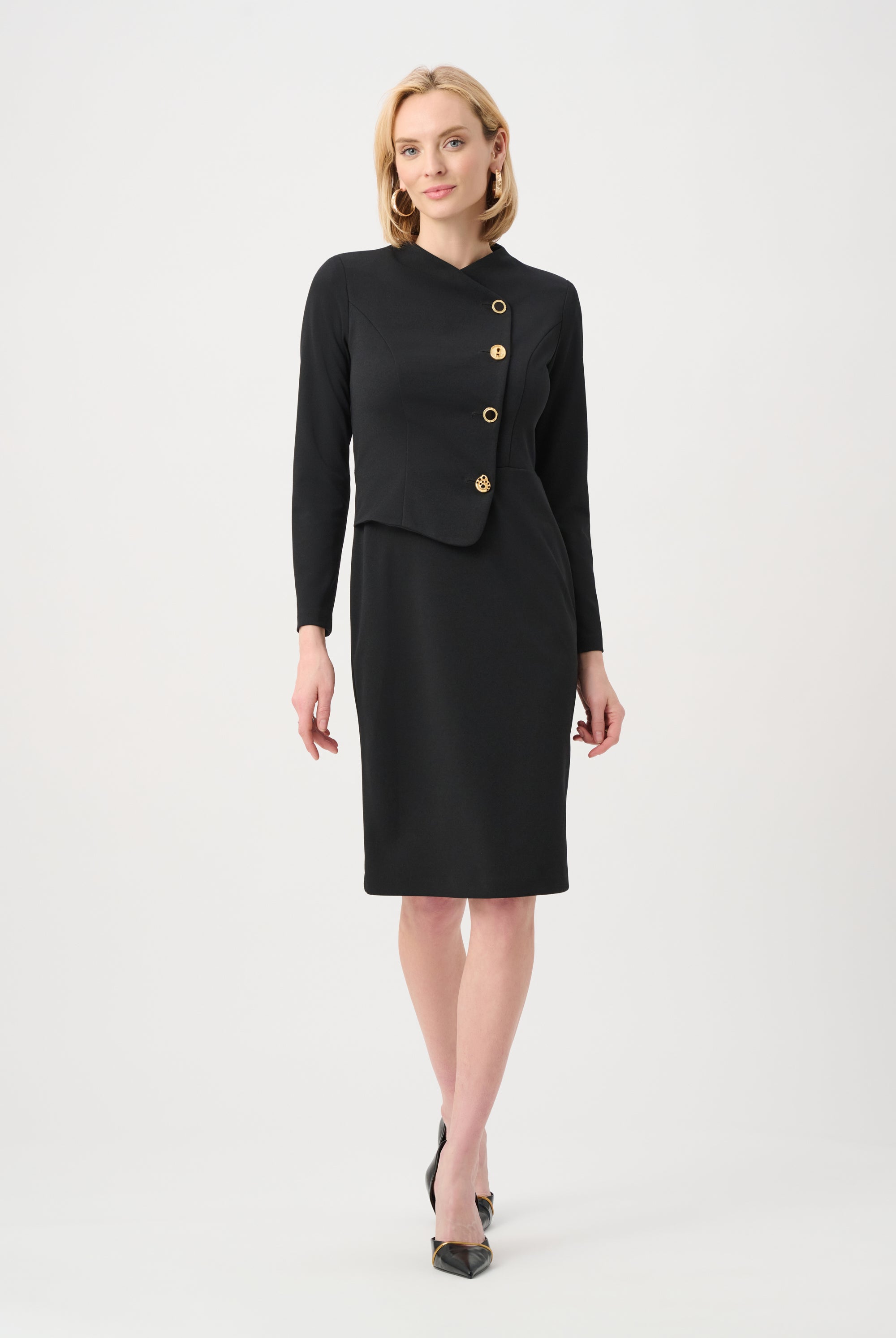 Scuba Crepe Mock-Neck Sheath Dress