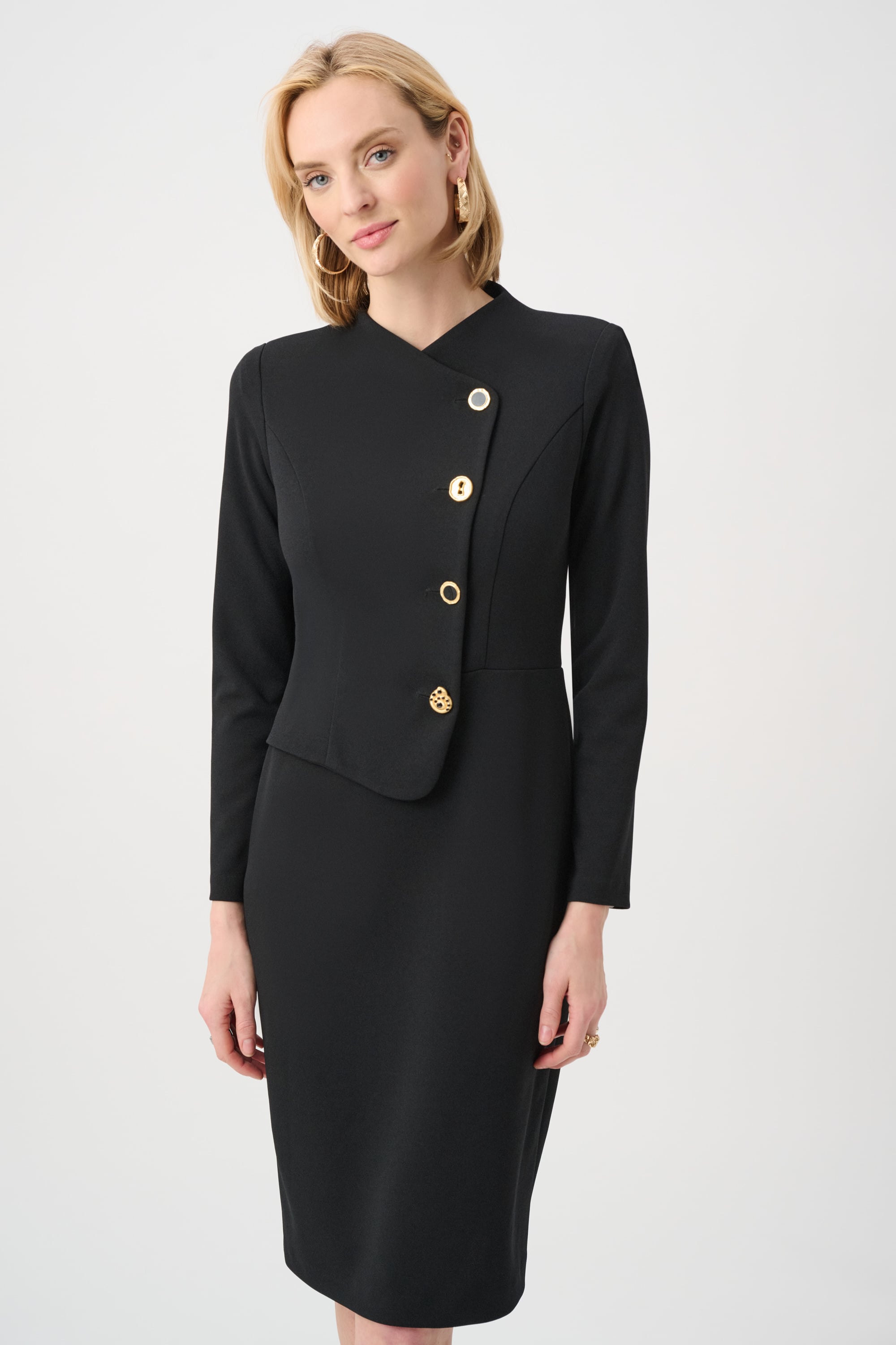 Scuba Crepe Mock-Neck Sheath Dress
