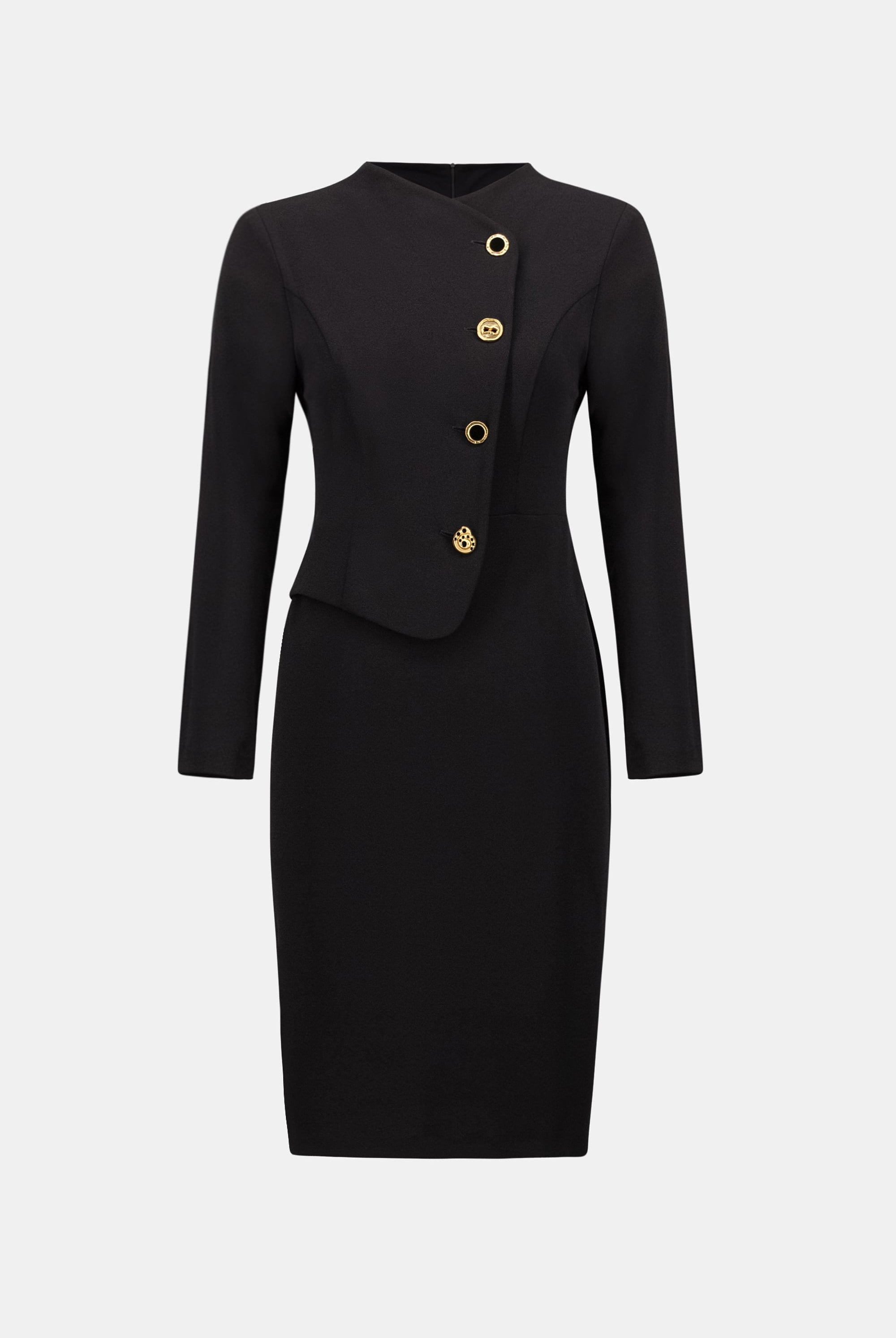 Scuba Crepe Mock-Neck Sheath Dress