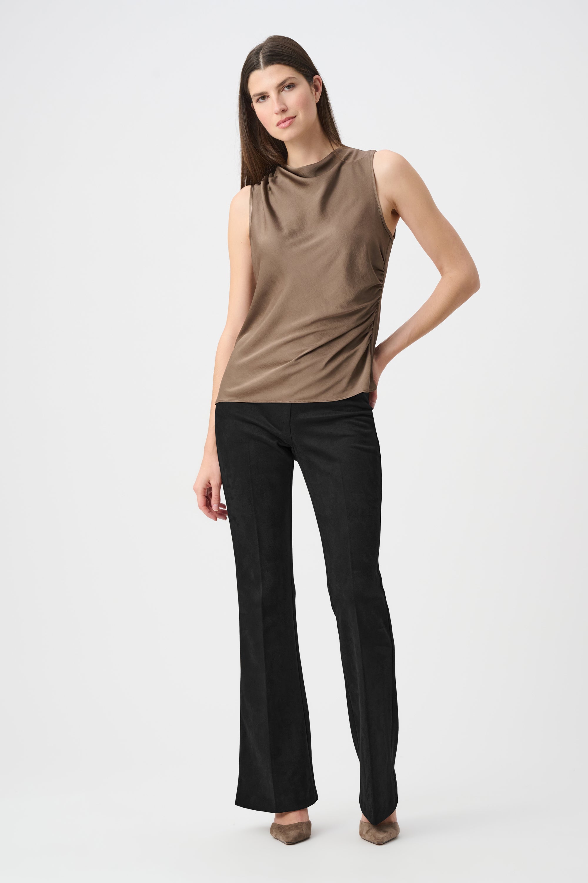 Scuba Suede Flared Pull-On Pants