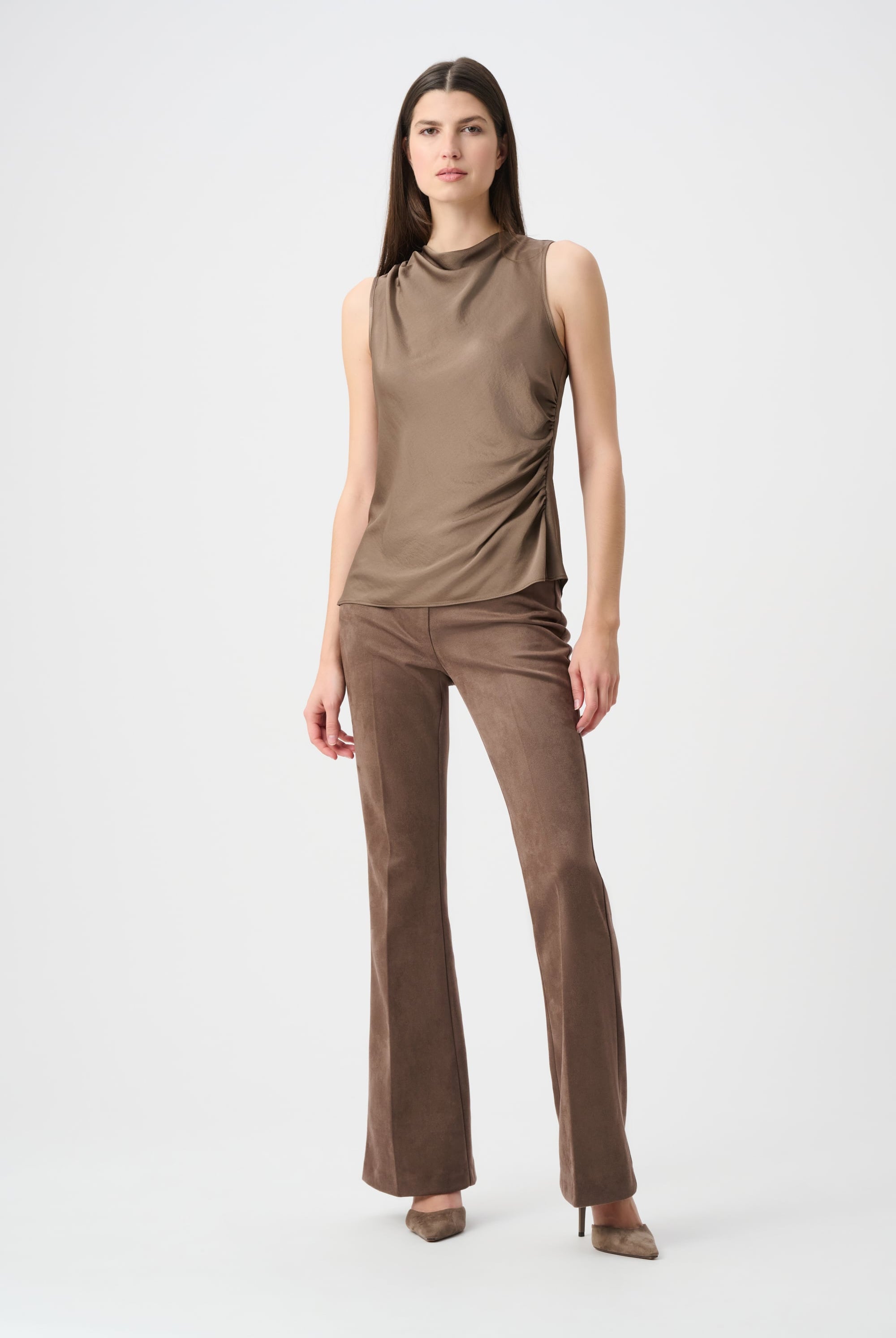 Scuba Suede Flared Pull-On Pants