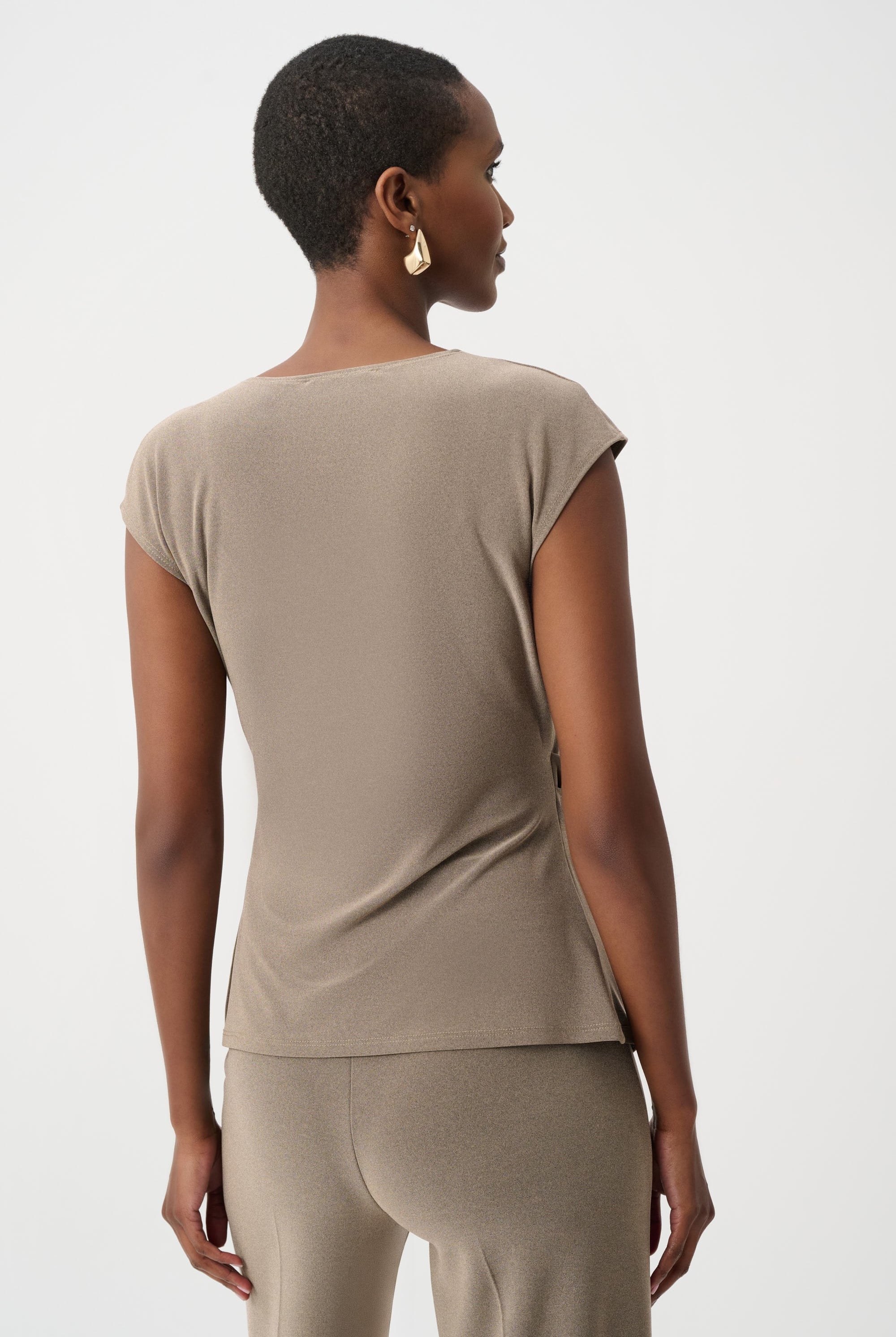 Melange Silky Knit Fitted Wrap Top