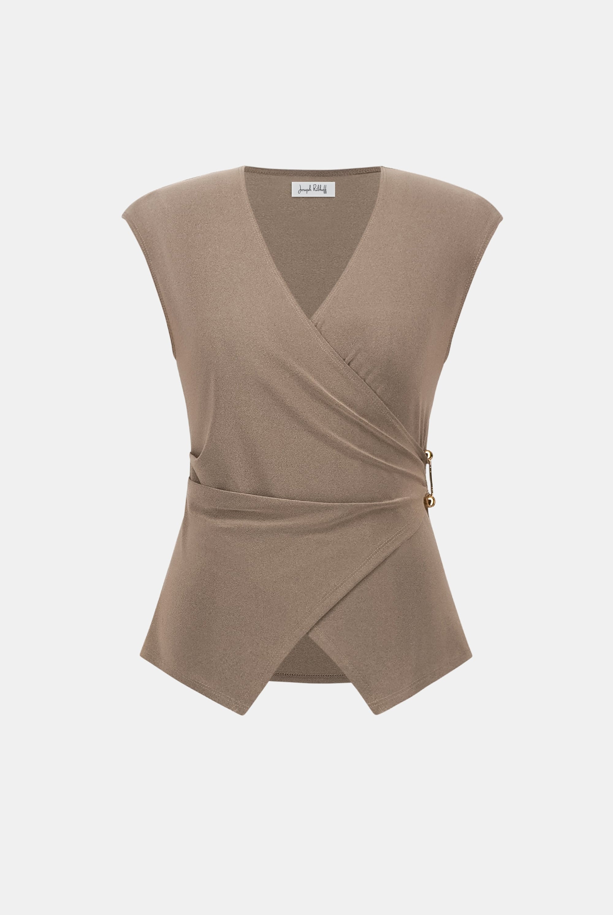 Melange Silky Knit Fitted Wrap Top