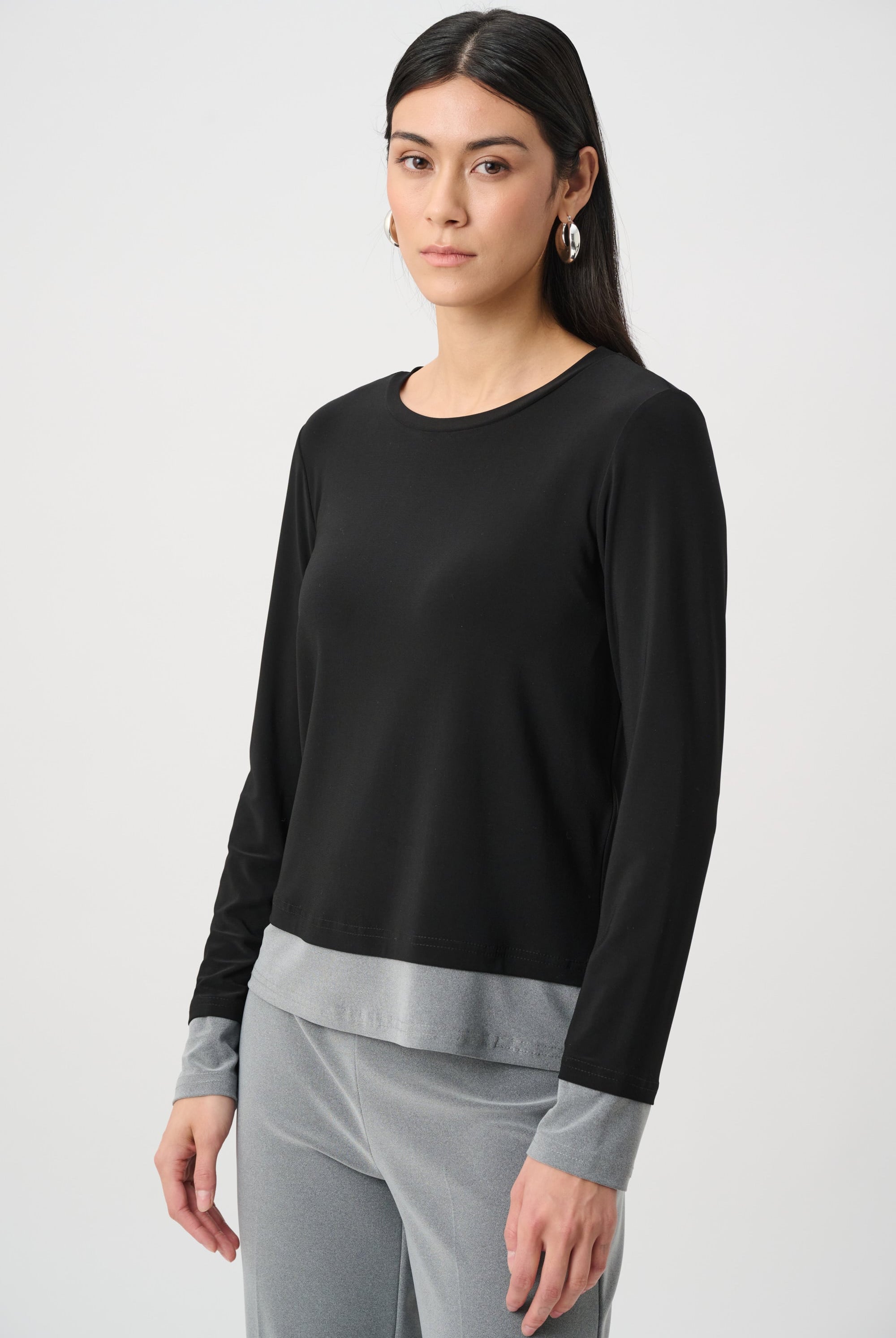 Silky Knit Color Block Straight Top