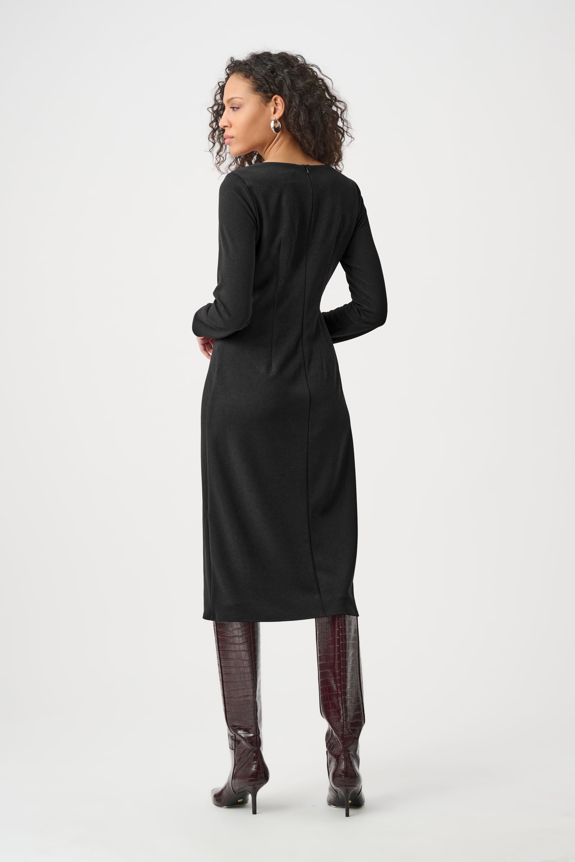 Scuba Crepe Draped Front Sheath Dress