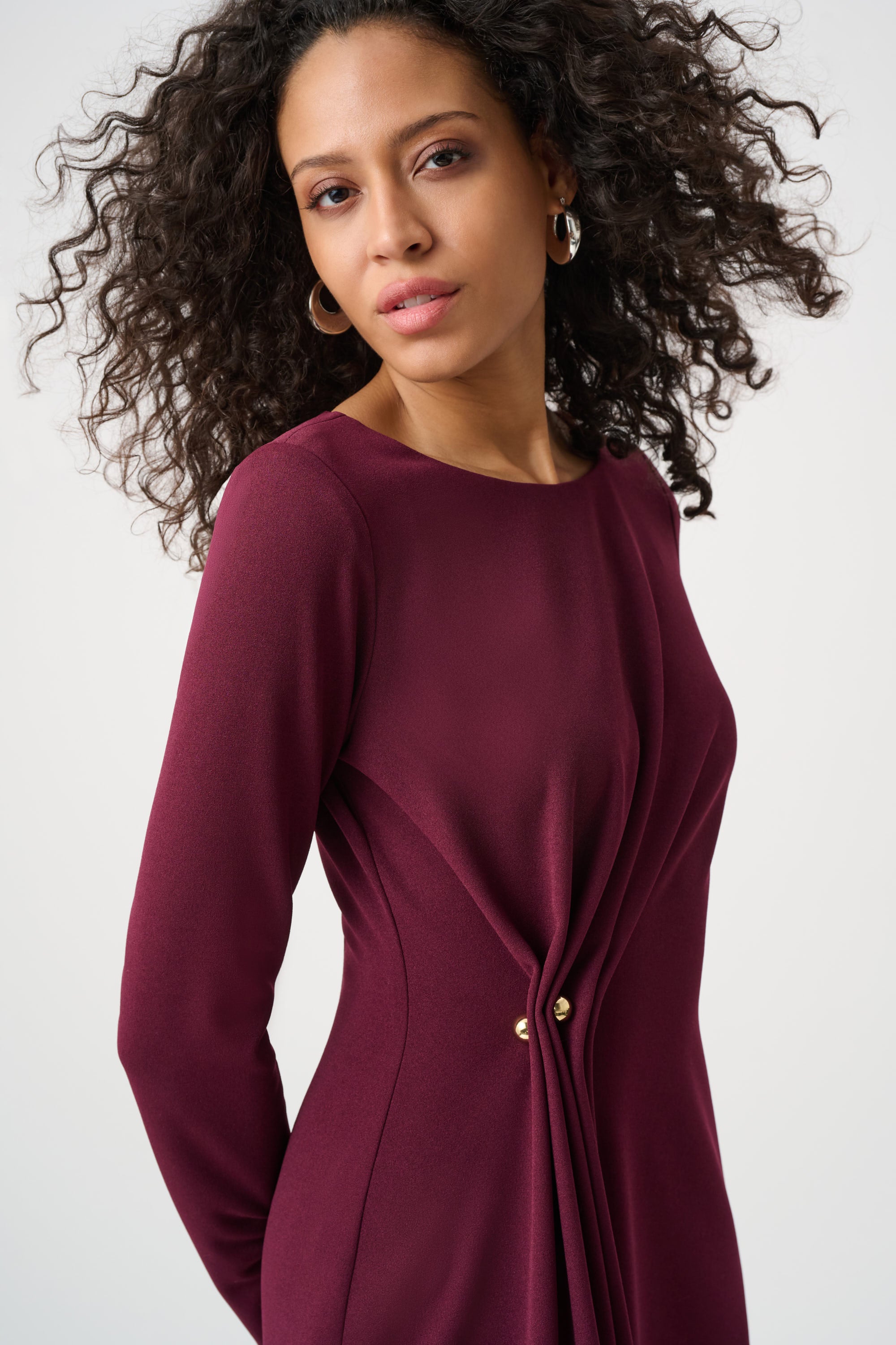 Scuba Crepe Draped Front Sheath Dress