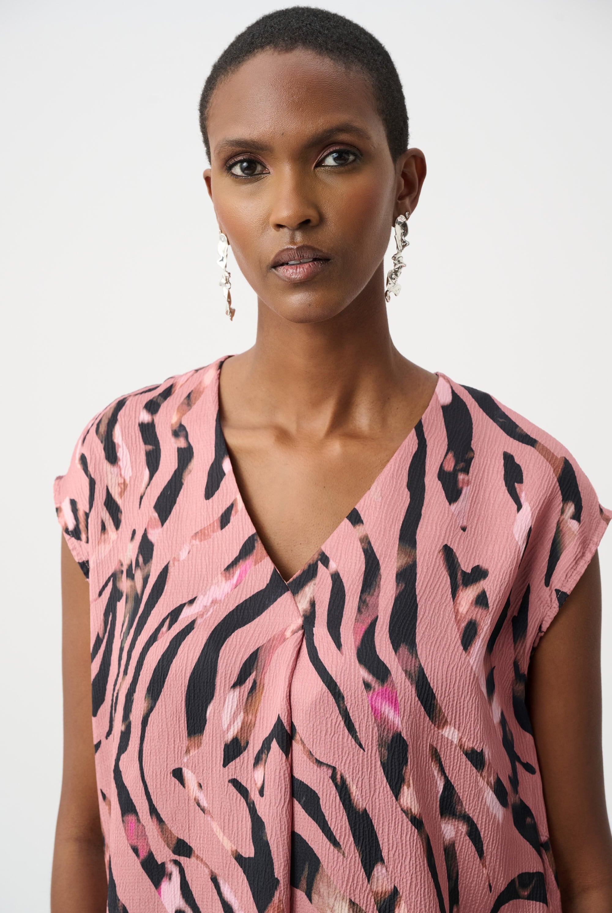 Textured Satin Animal Print Boxy Top