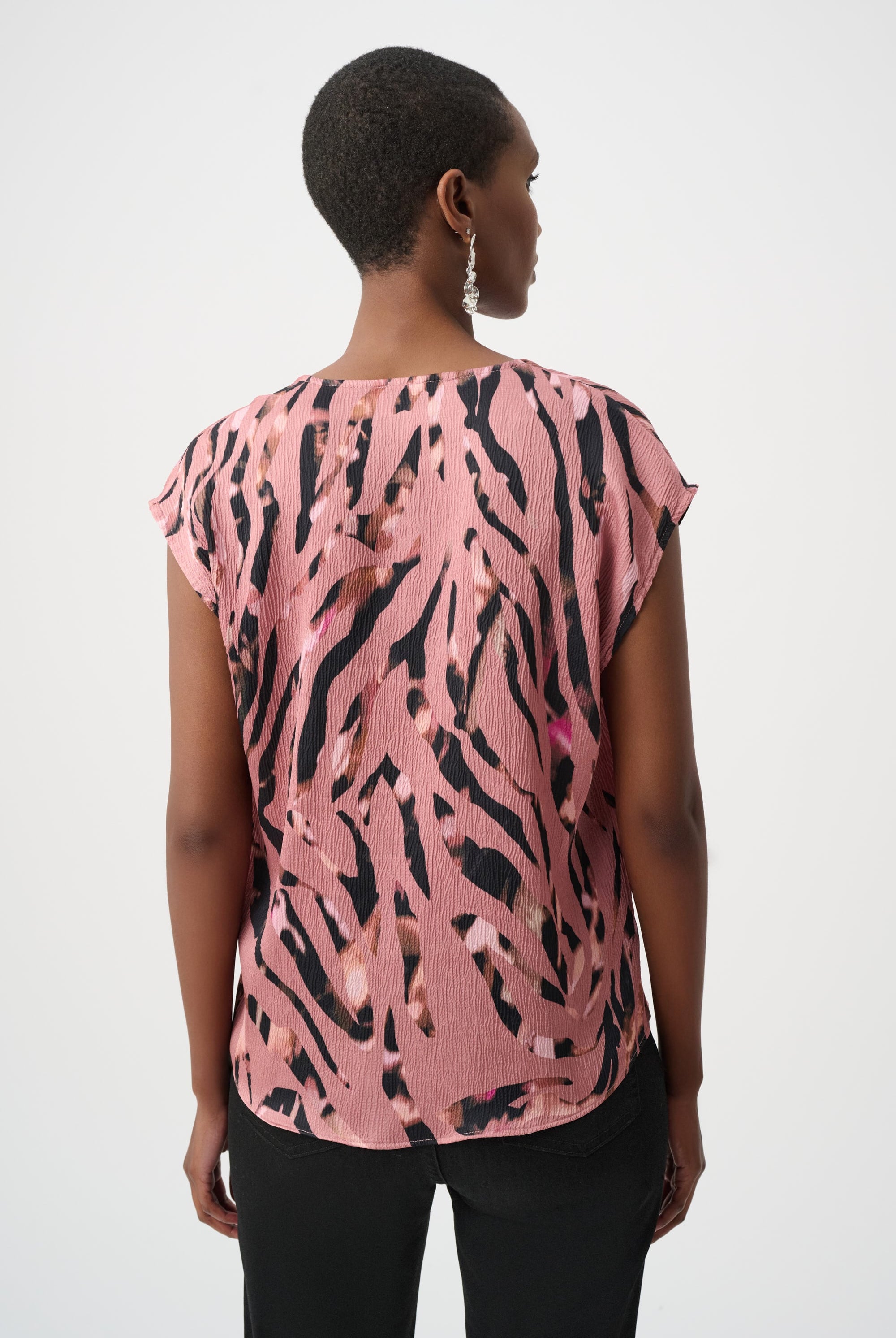 Textured Satin Animal Print Boxy Top