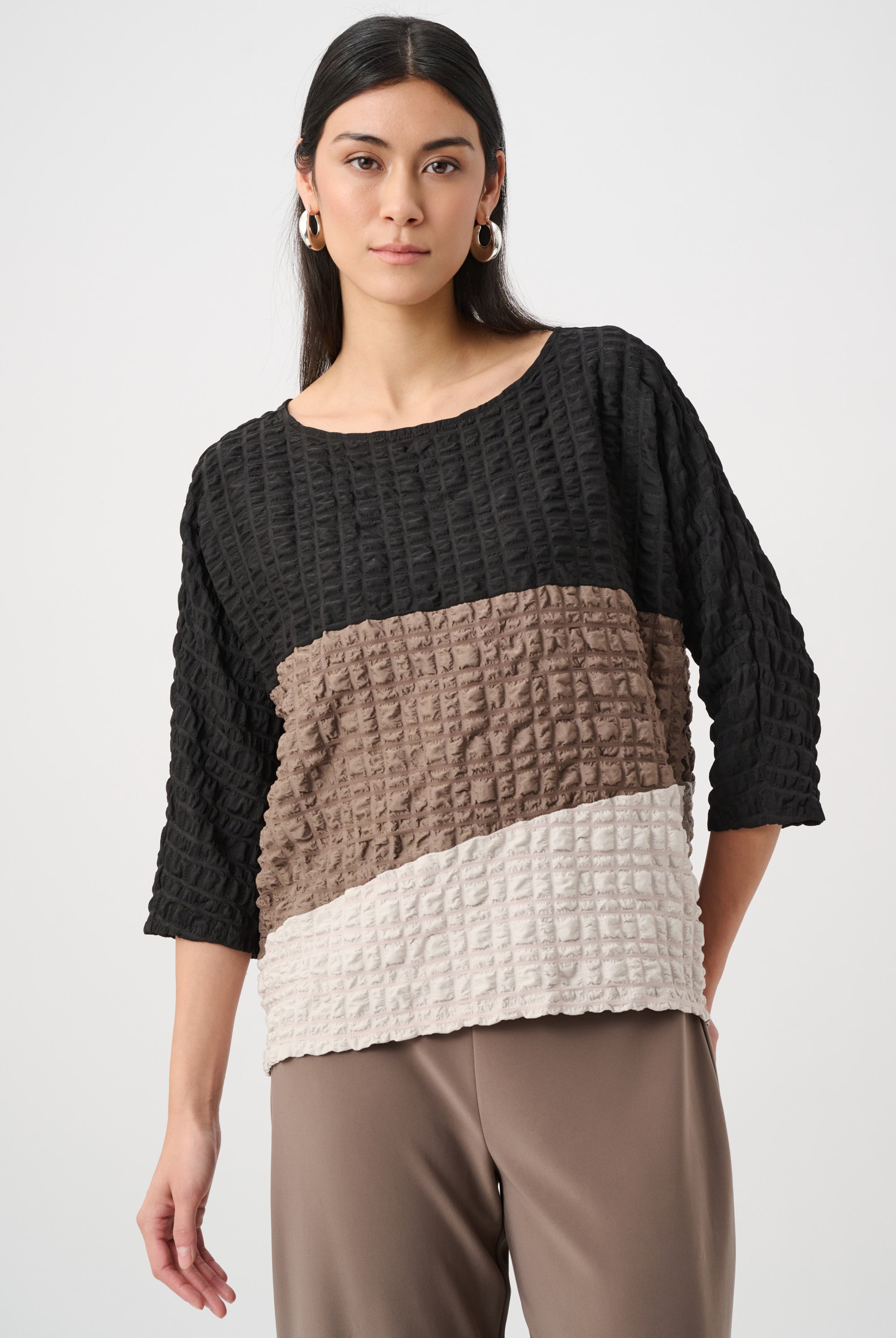 Bubble Jacquard Color Block Boxy Tunic