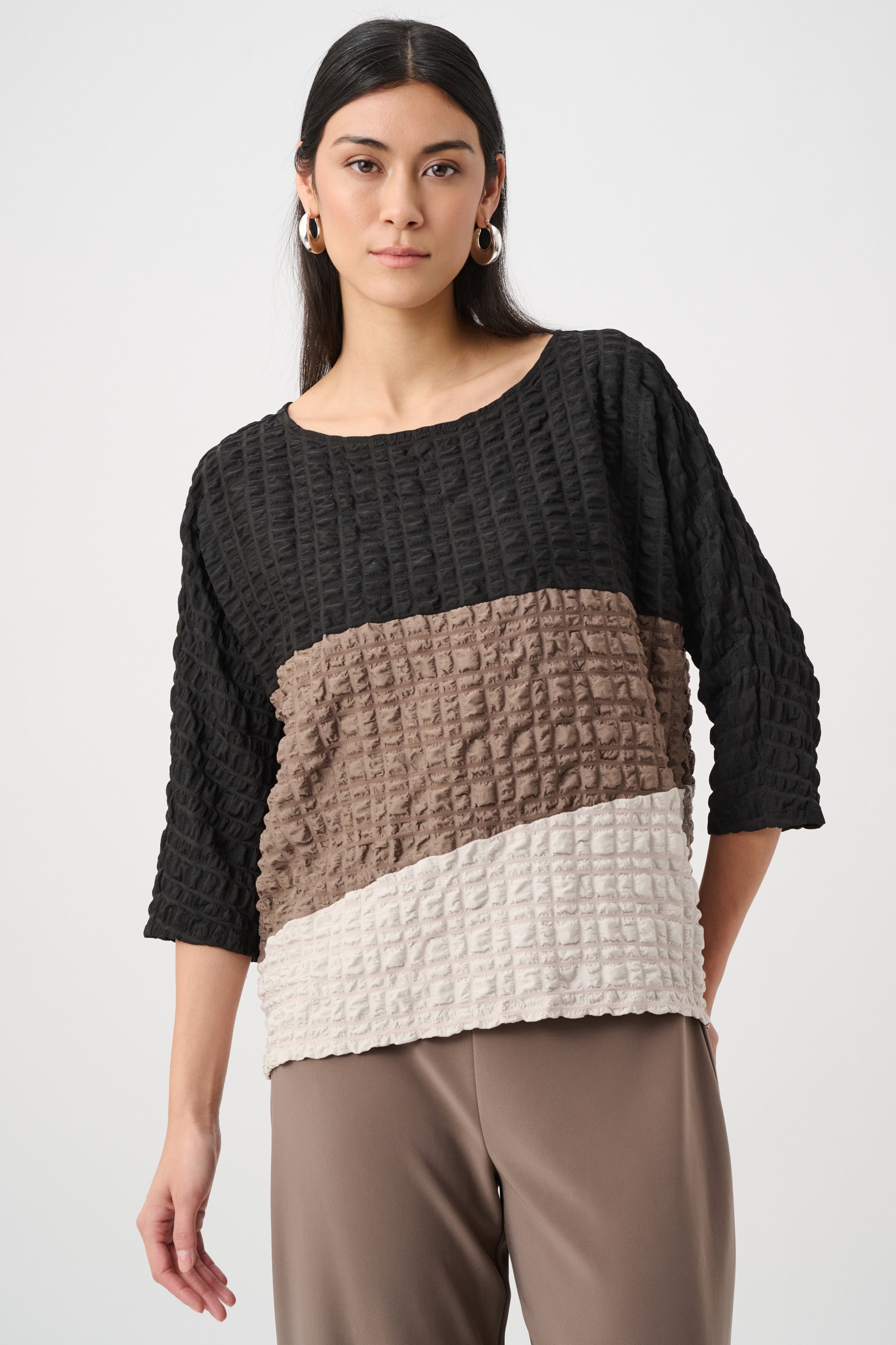 Bubble Jacquard Color Block Boxy Tunic