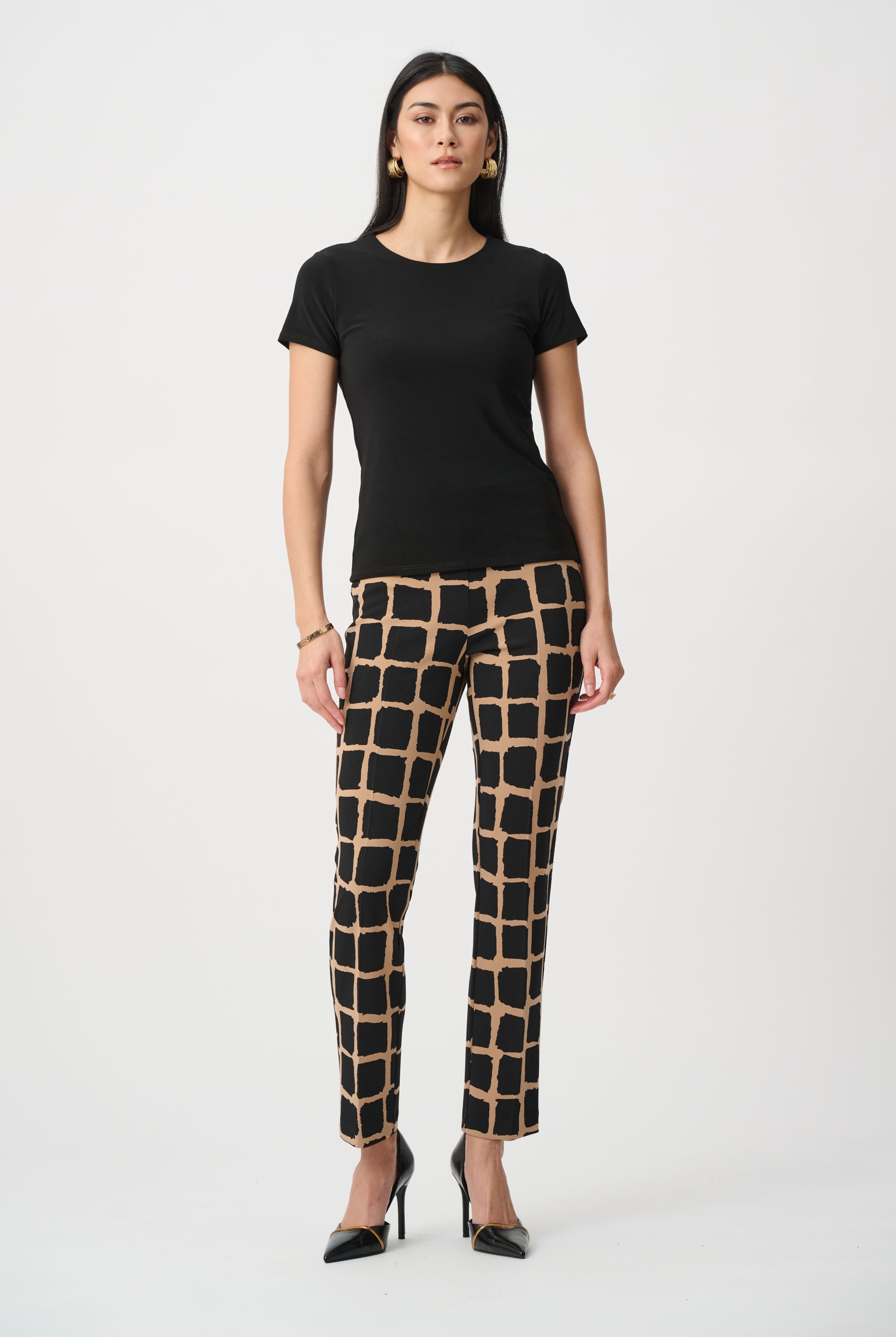 Silky Knit Abstract Print Pull-On Pants