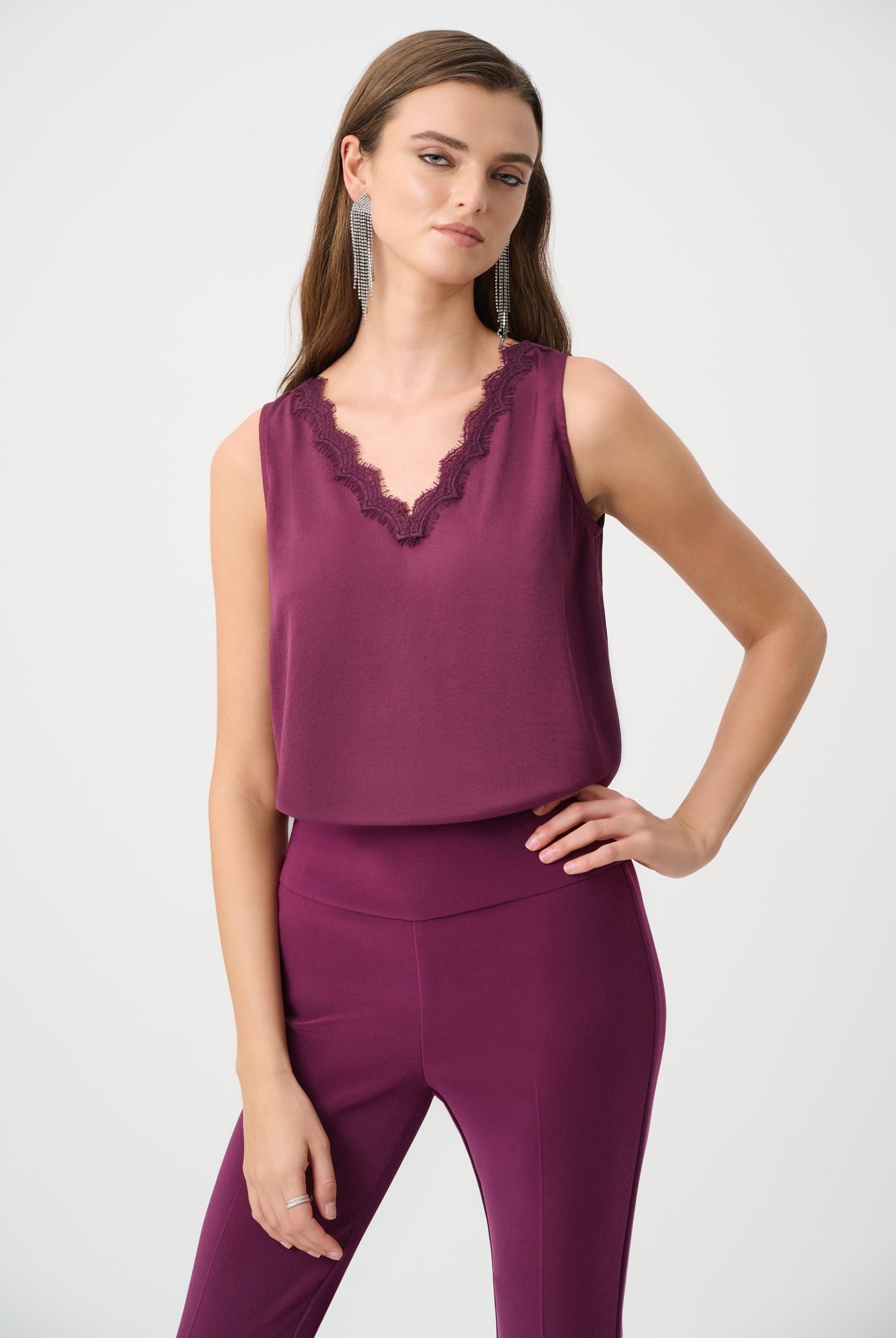 Recycled Satin Sleeveless V-Neck Top