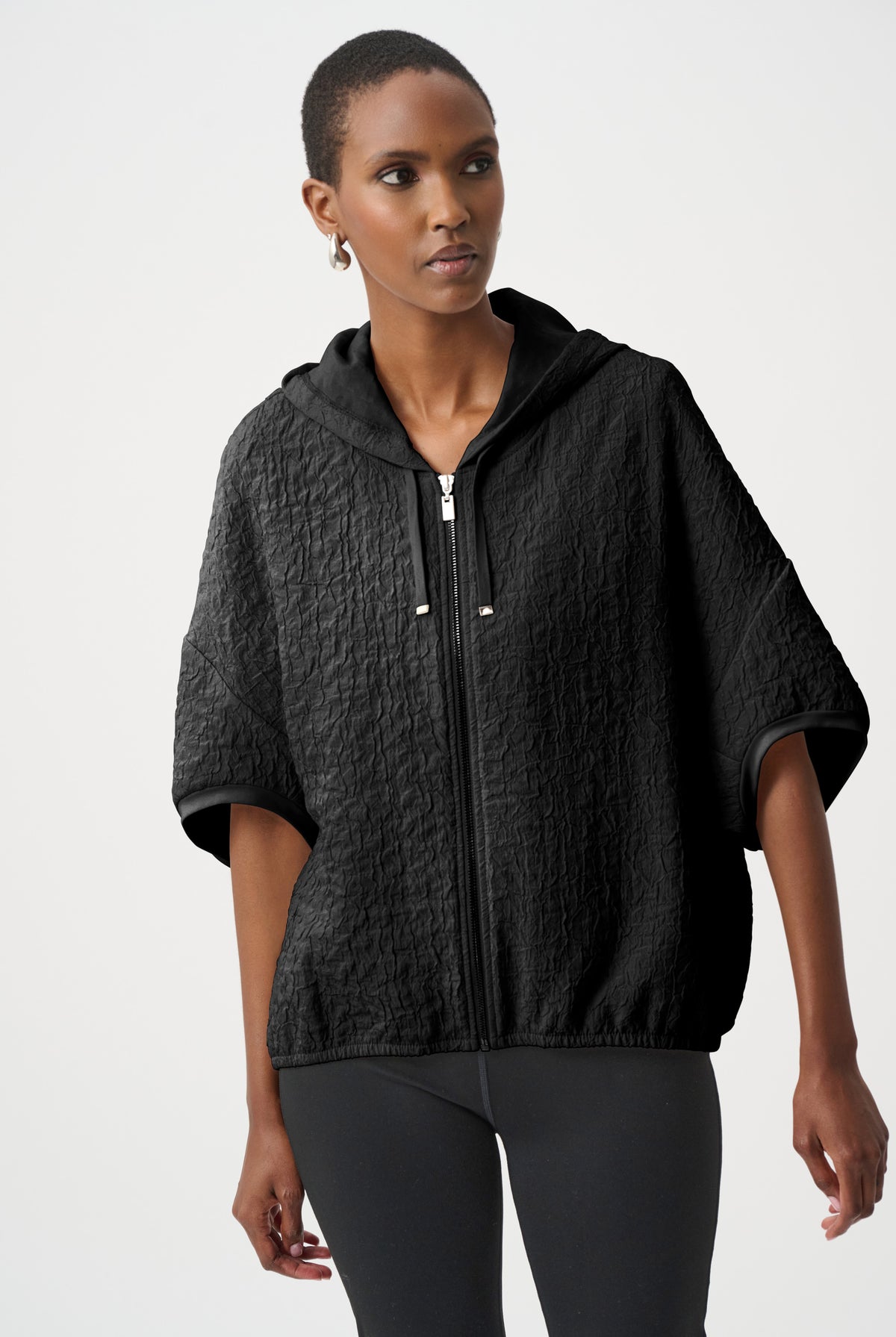 Joseph Ribkoff Textured Jacquard Hooded Zipped Jacket-263604