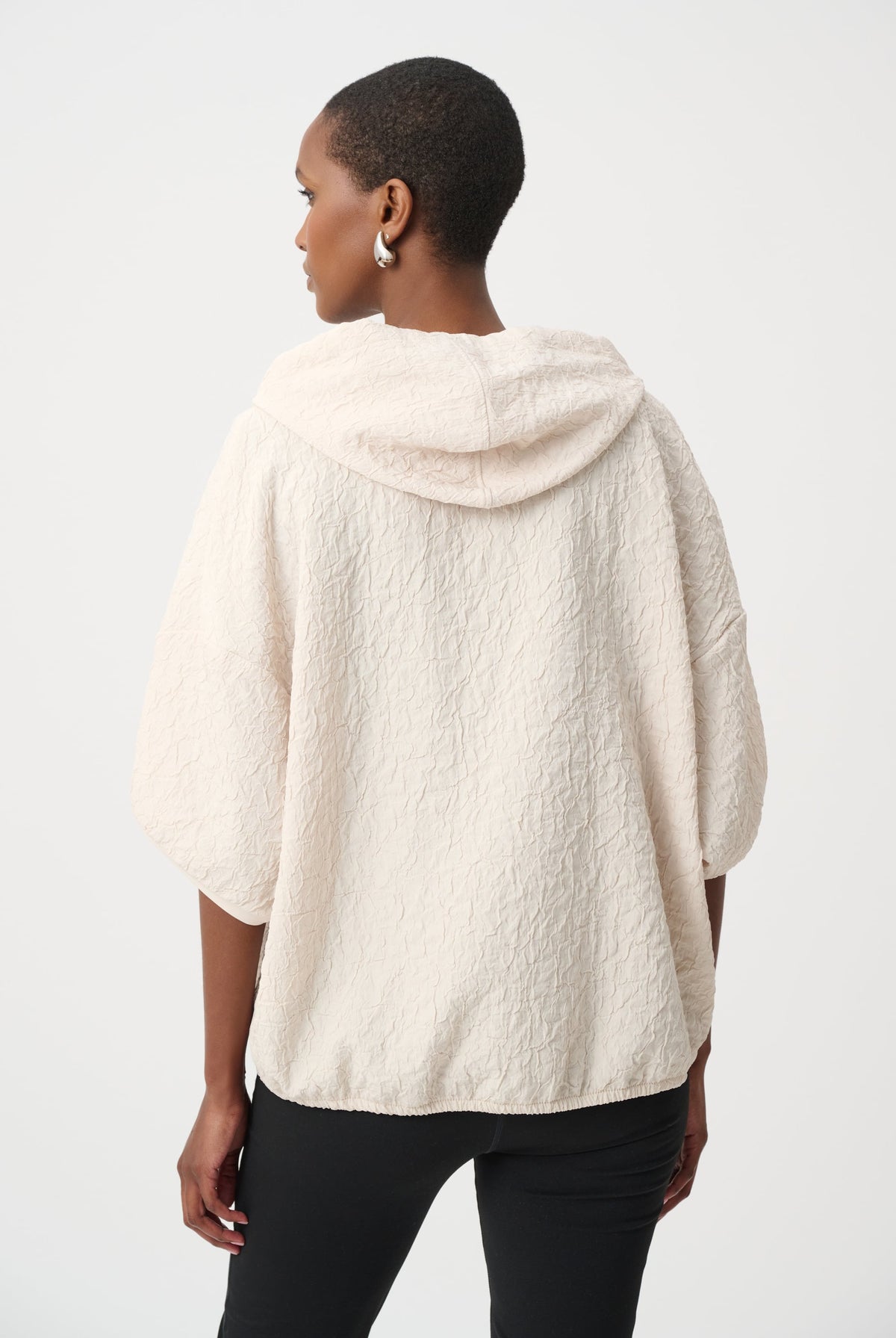 Joseph Ribkoff Textured Jacquard Hooded Zipped Jacket-263604, view 6