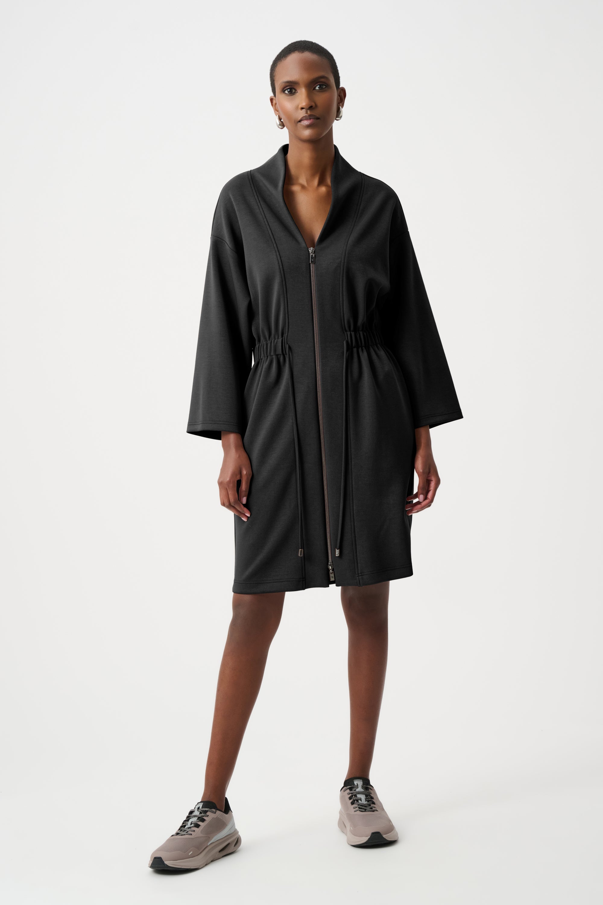 Scuba Jersey Dress With Front Zipper