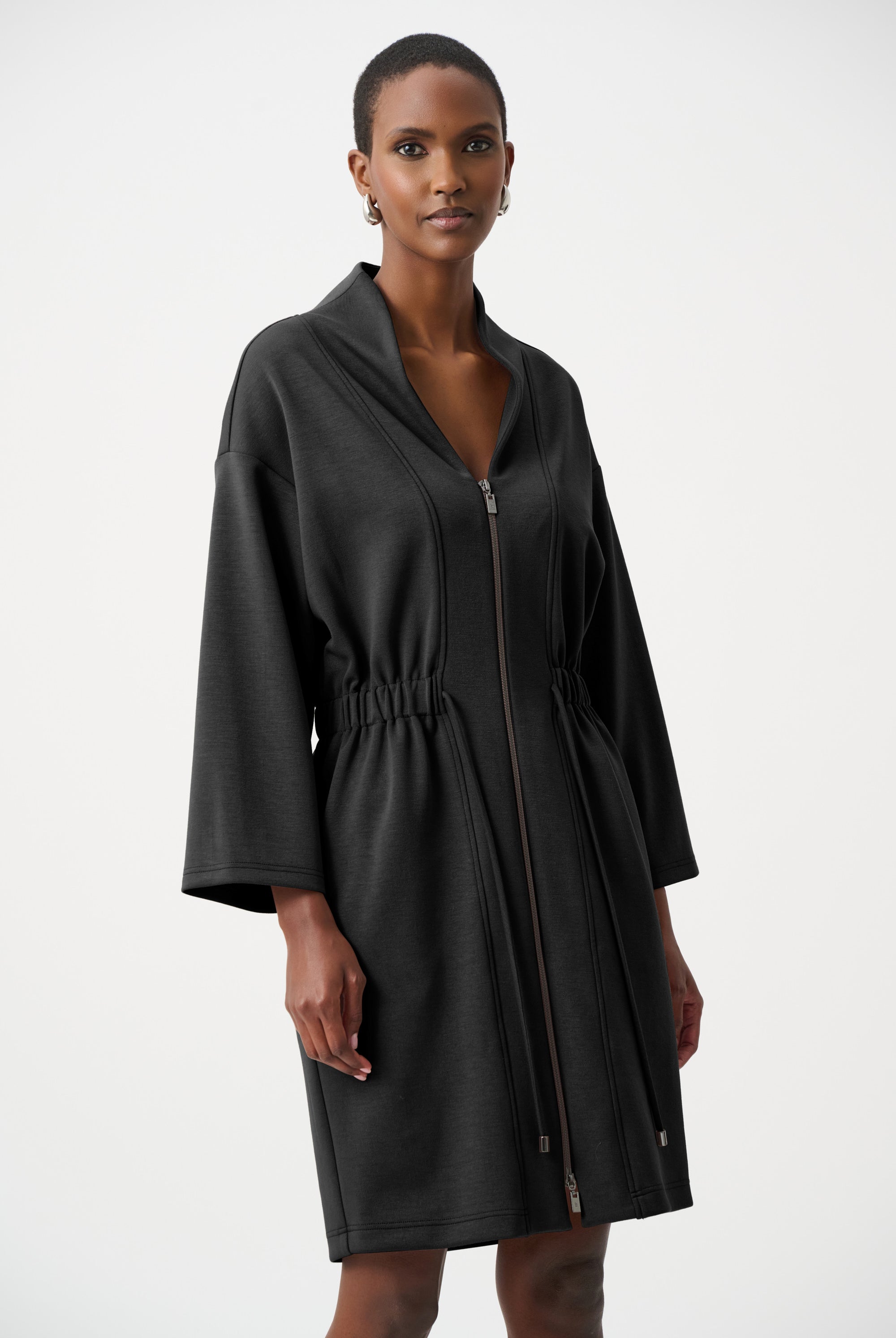 Scuba Jersey Dress With Front Zipper