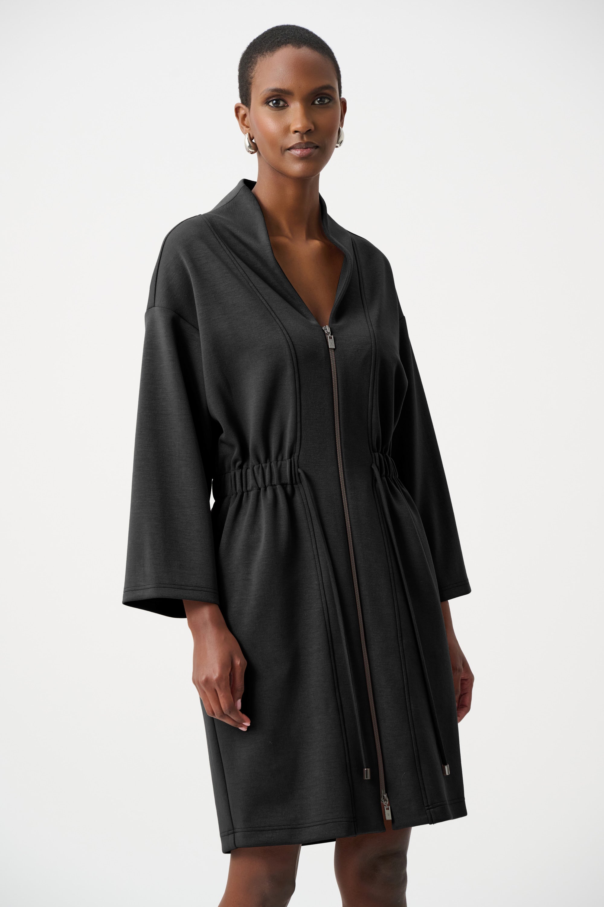 Scuba Jersey Dress With Front Zipper