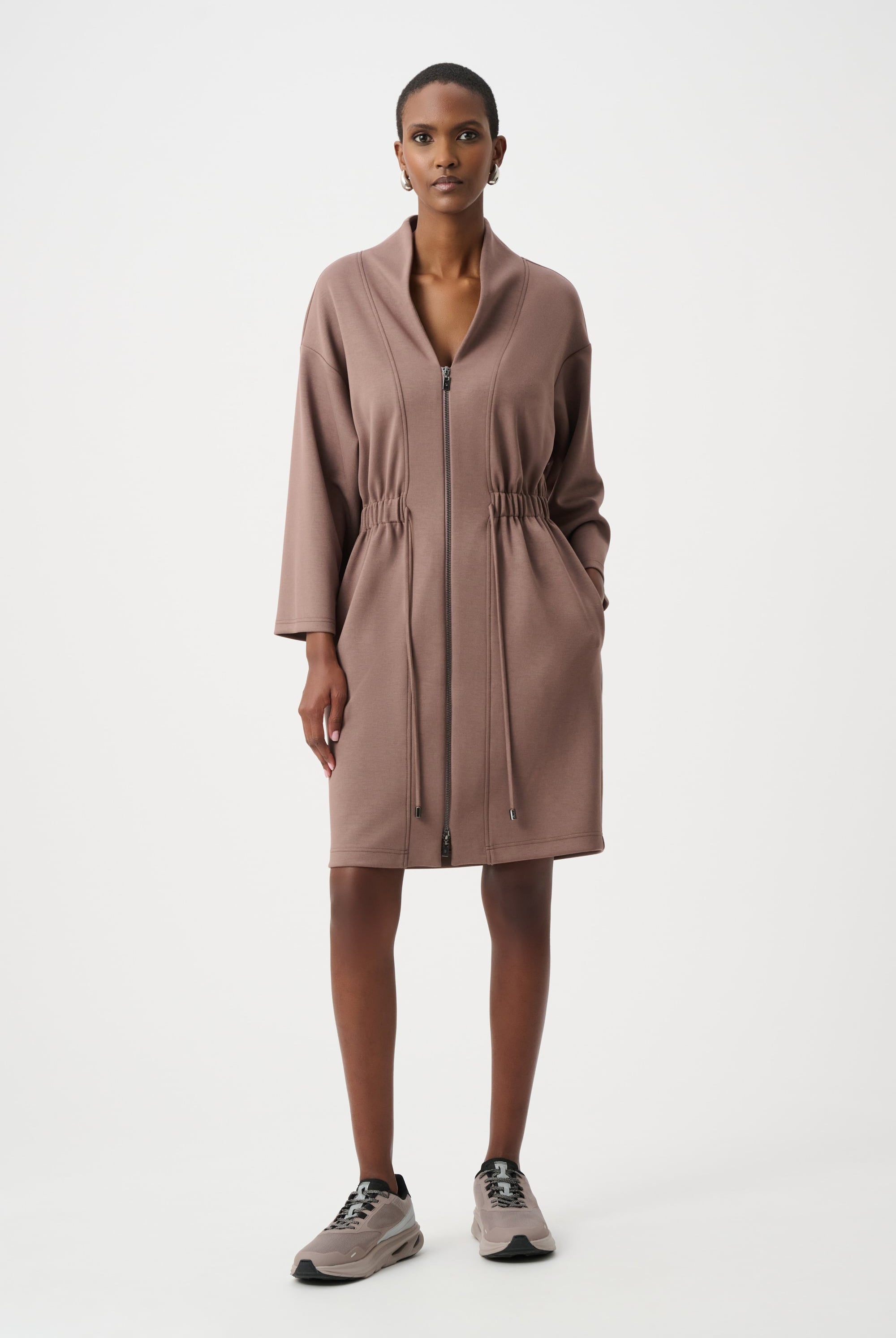 Scuba Jersey Dress With Front Zipper