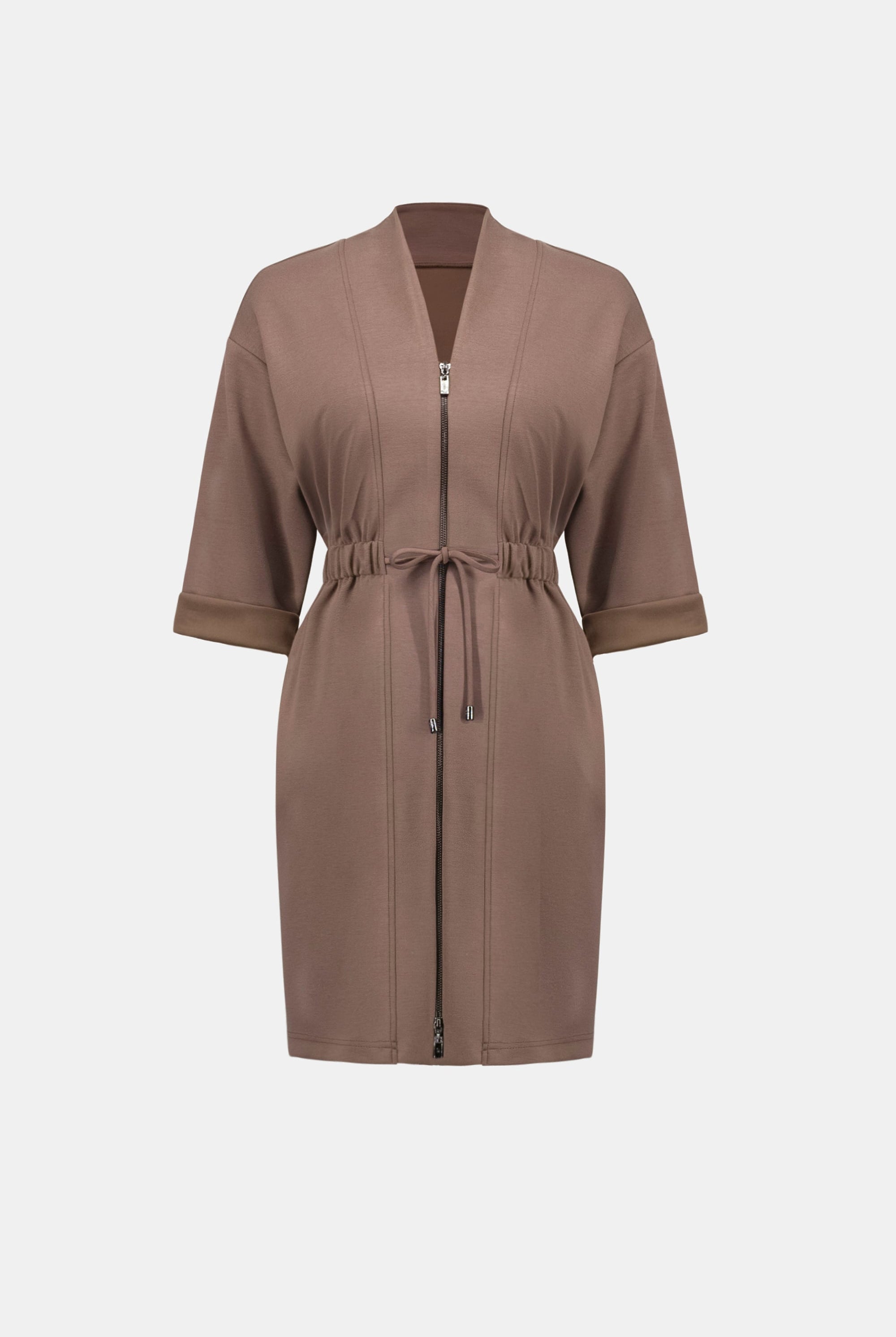 Scuba Jersey Dress With Front Zipper