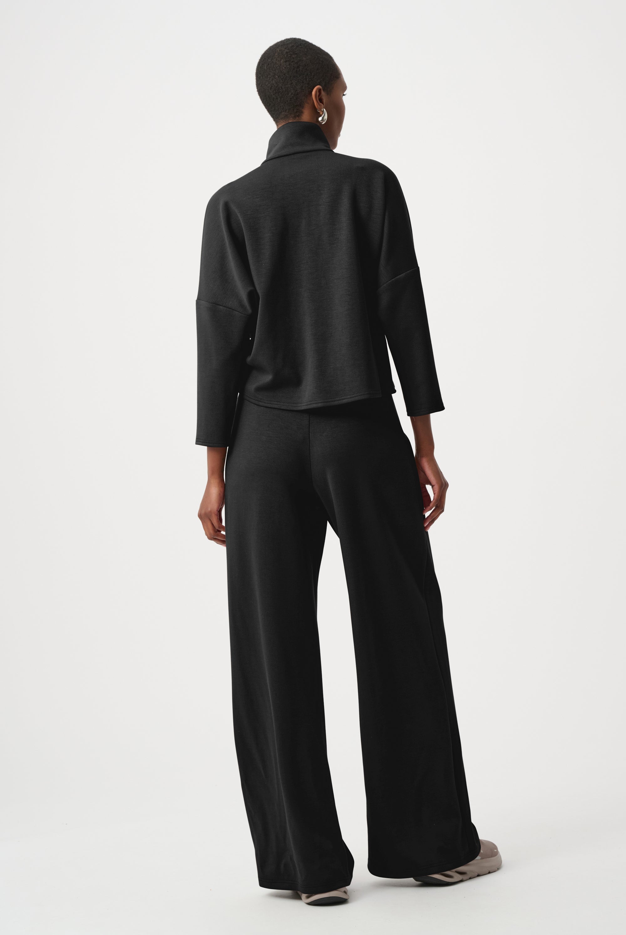 Scuba Jersey Mock-Neck Wide Leg Jumpsuit