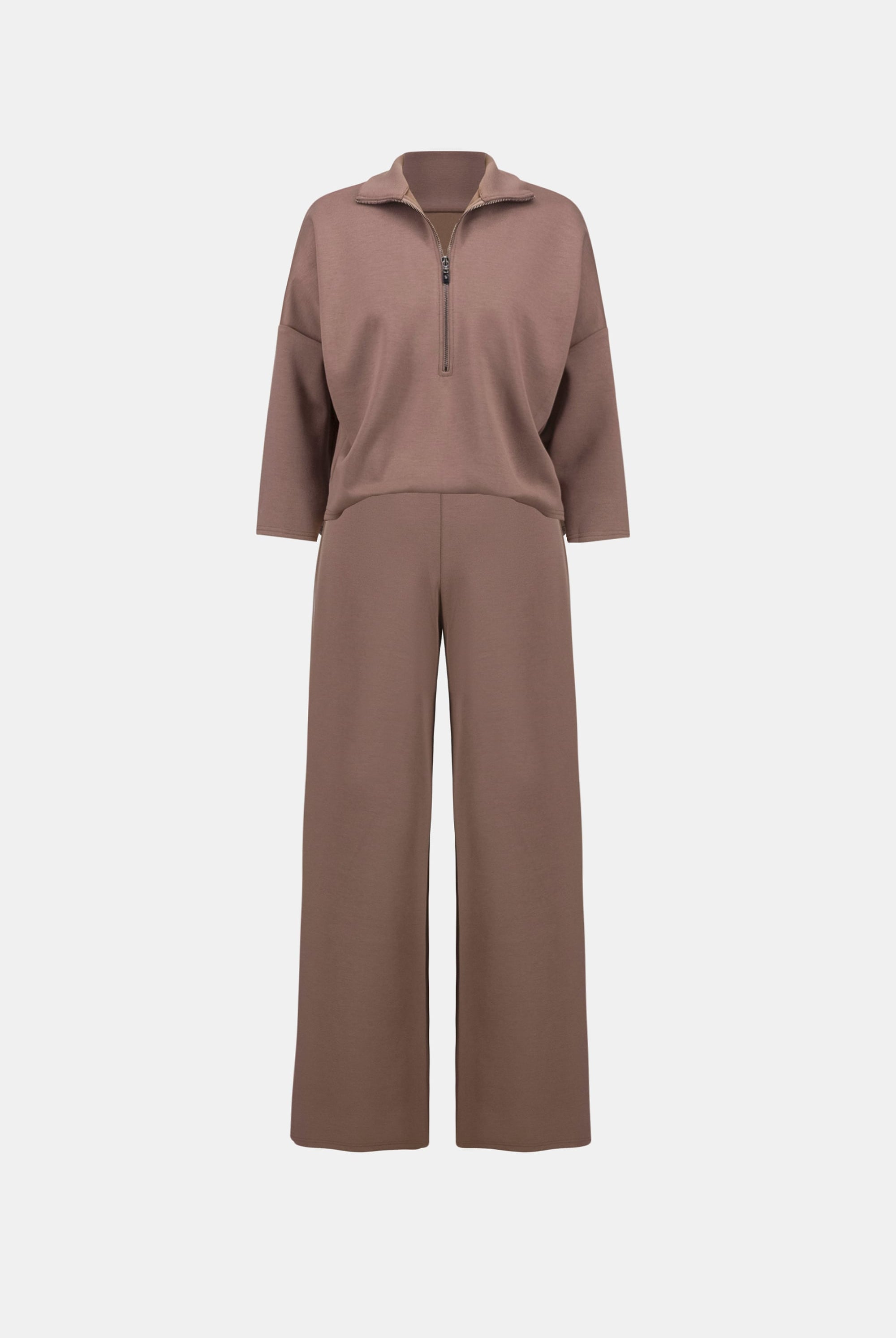 Scuba Jersey Mock-Neck Wide Leg Jumpsuit