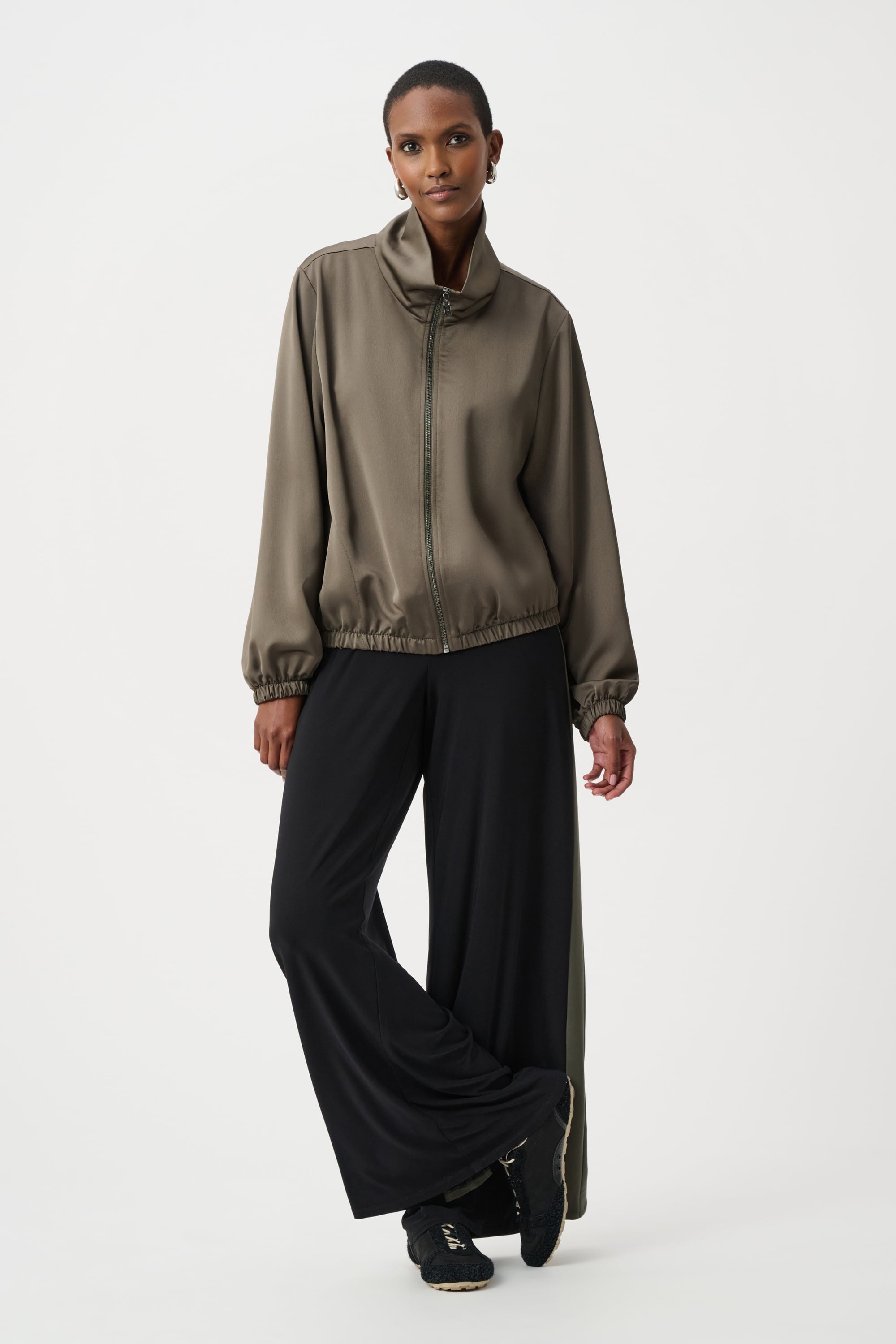 Recycled Satin Zipped Bomber Jacket