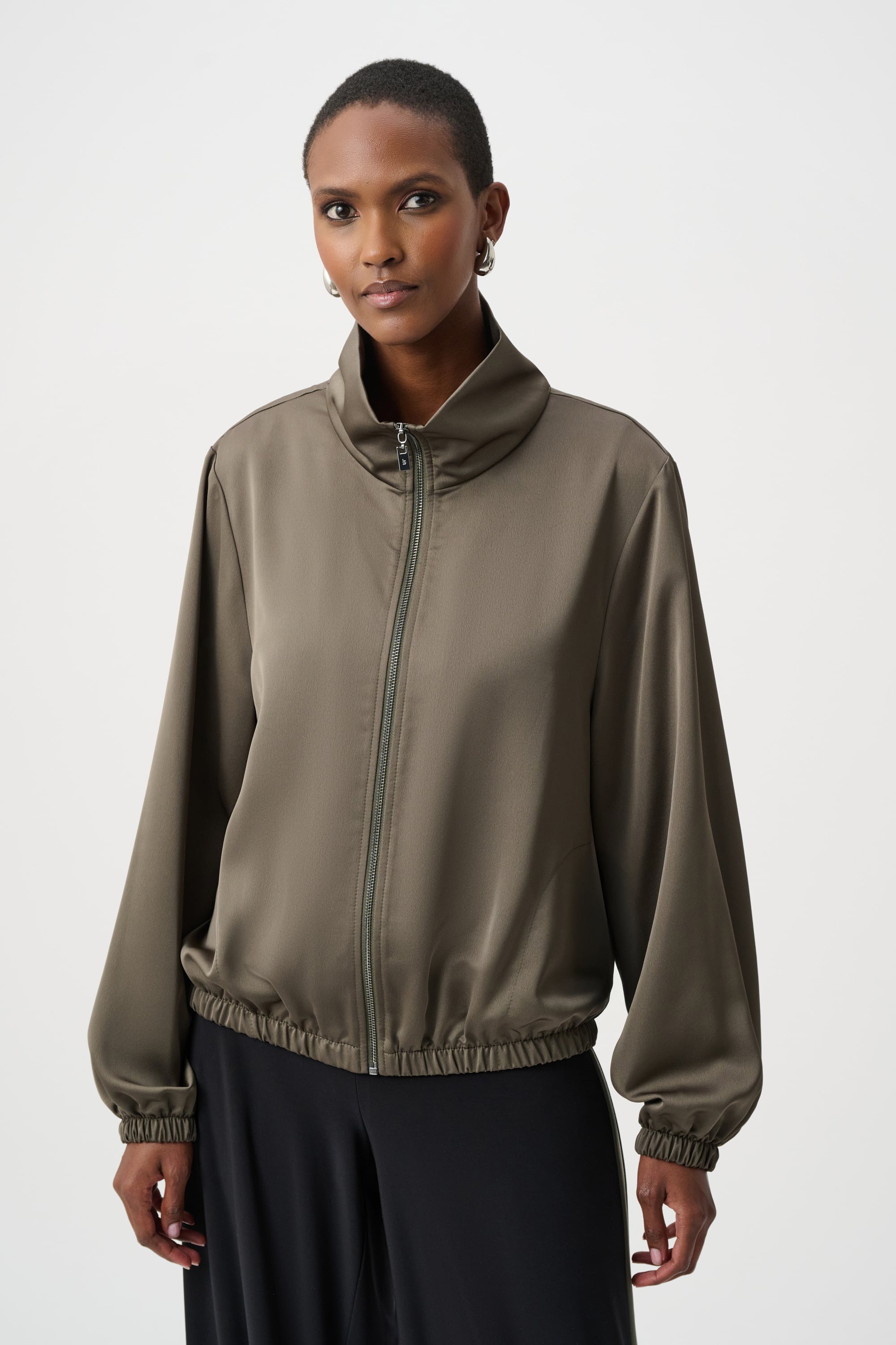 Recycled Satin Zipped Bomber Jacket