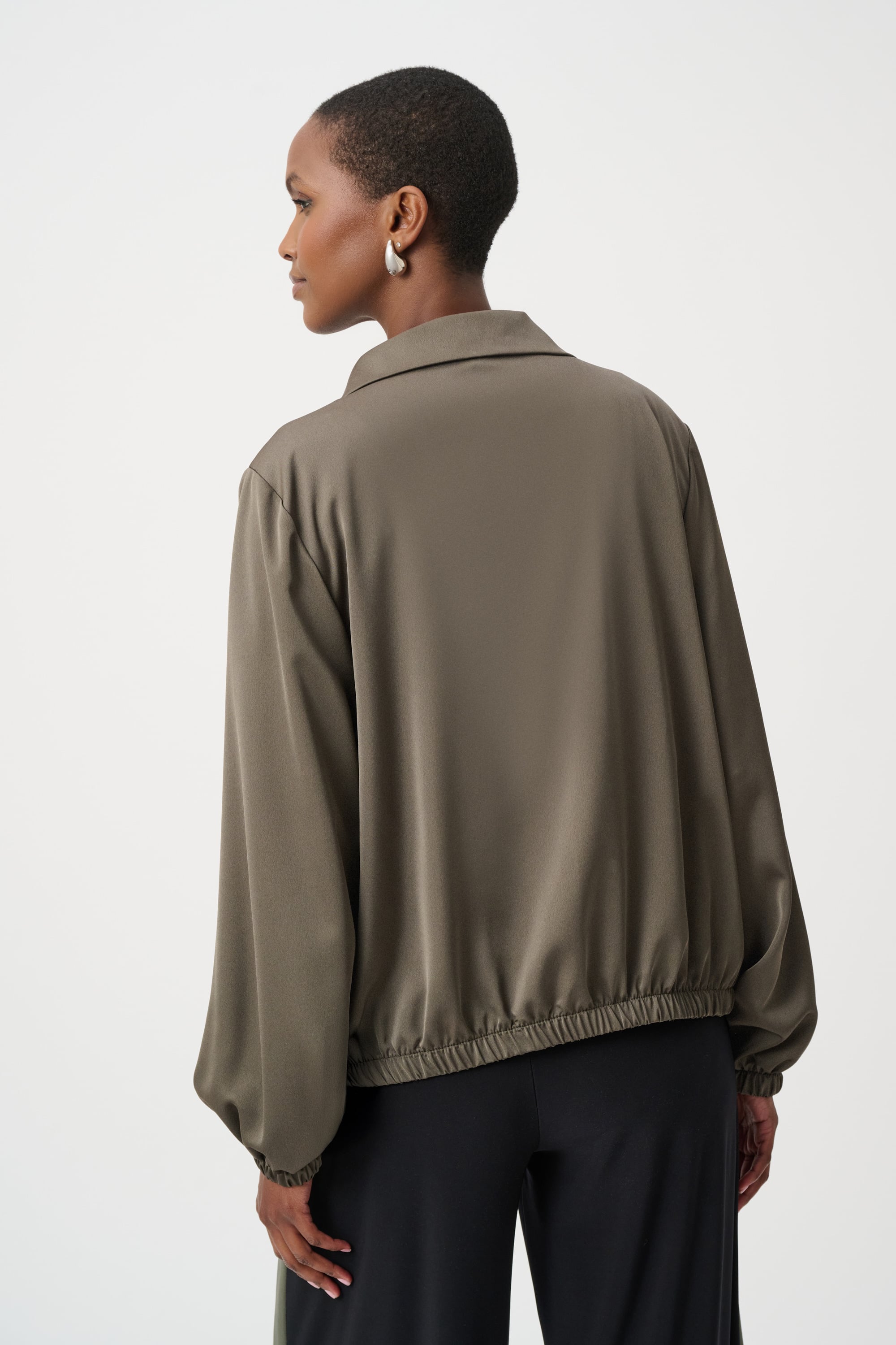 Recycled Satin Zipped Bomber Jacket