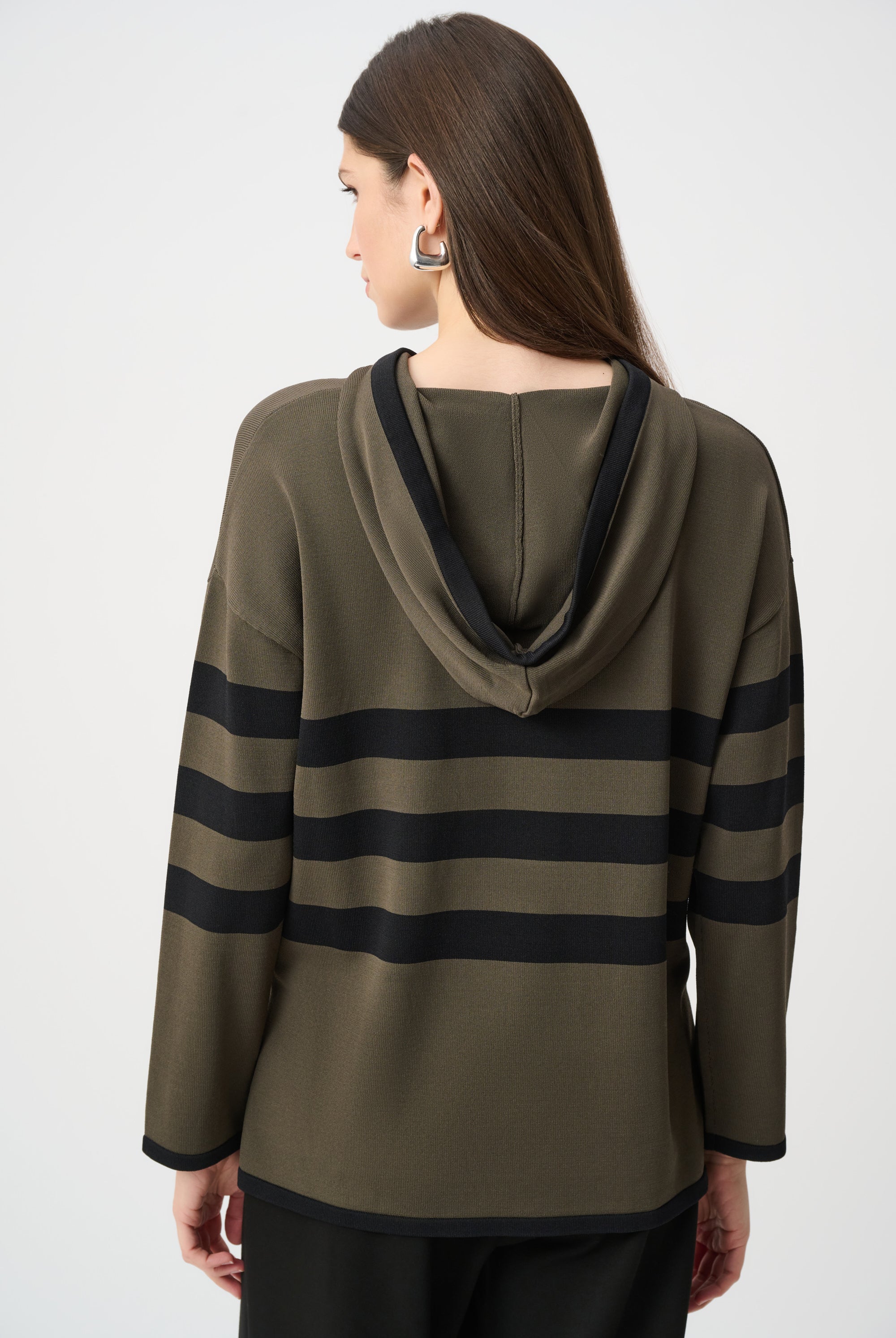 Sweater Knit Striped Hooded Sweater