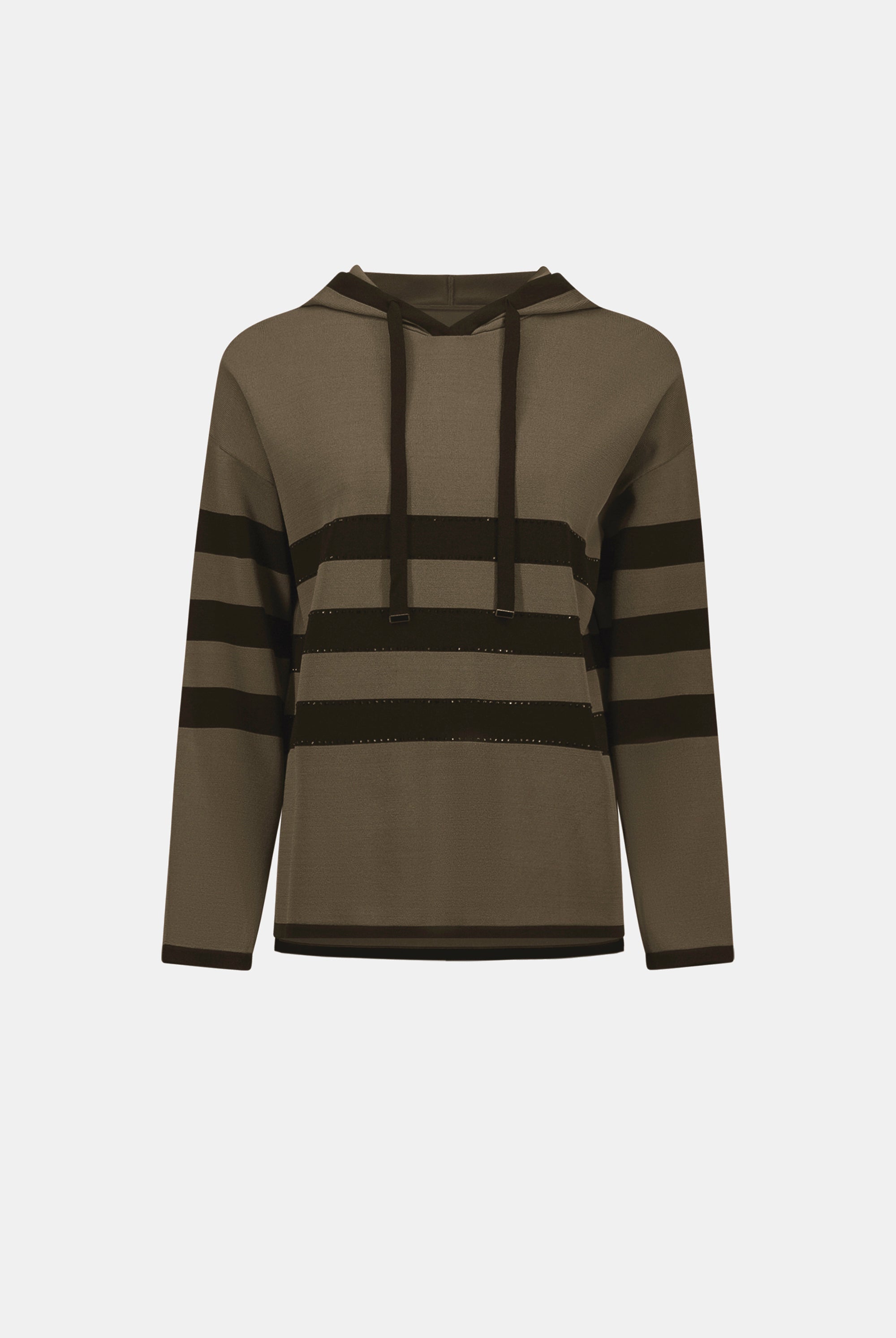Sweater Knit Striped Hooded Sweater