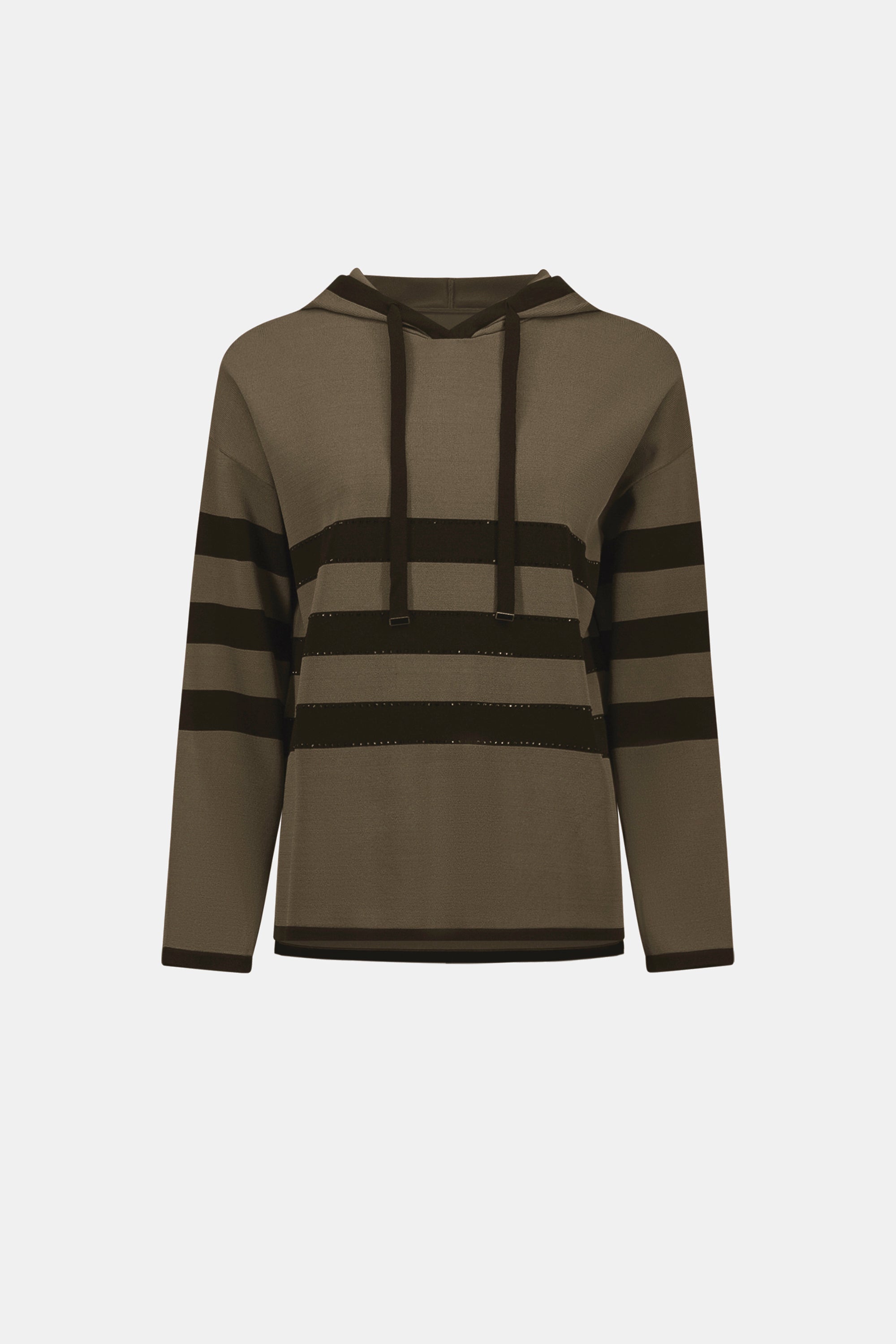 Sweater Knit Striped Hooded Sweater