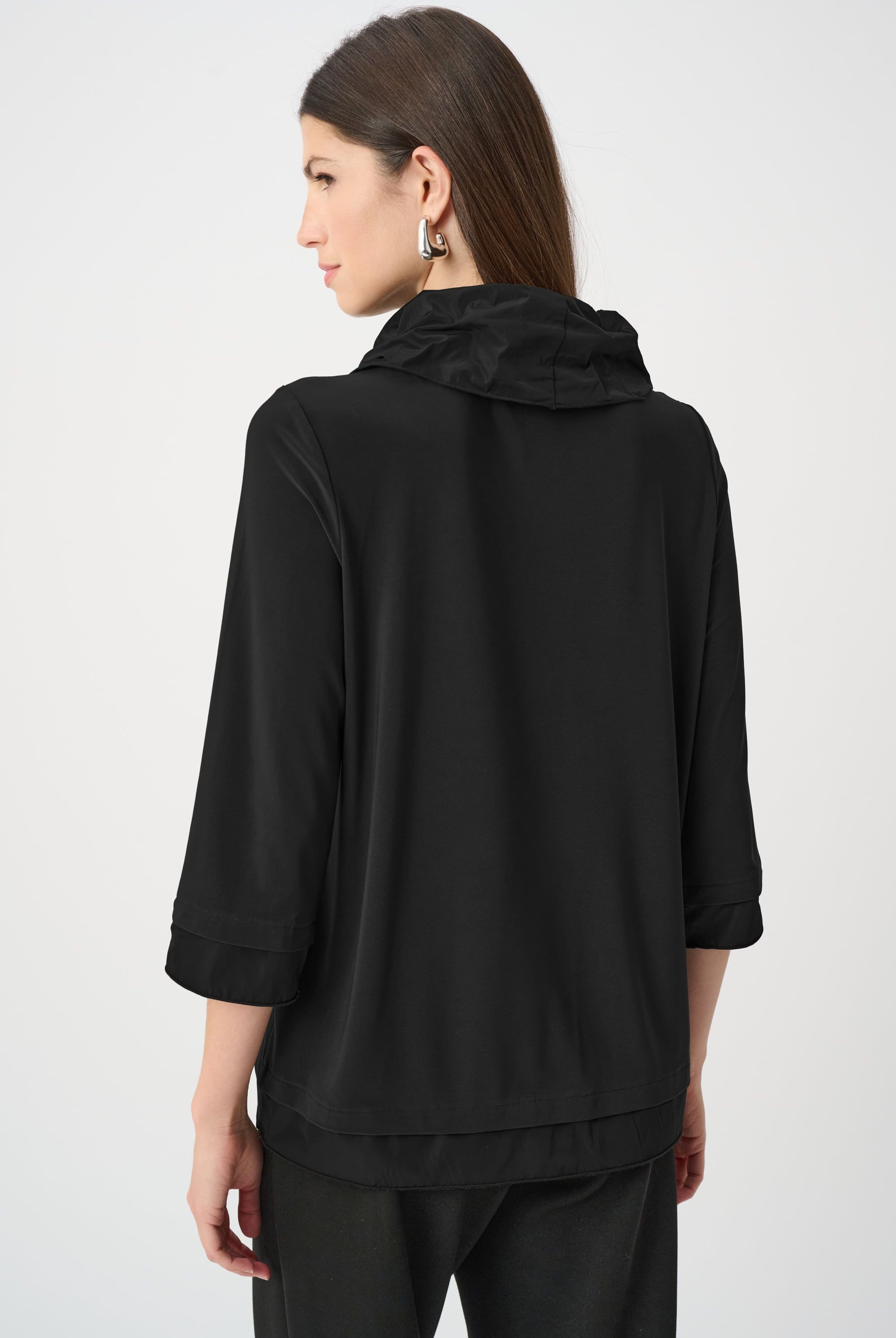 Silky Knit And Memory Cowl-Neck Top