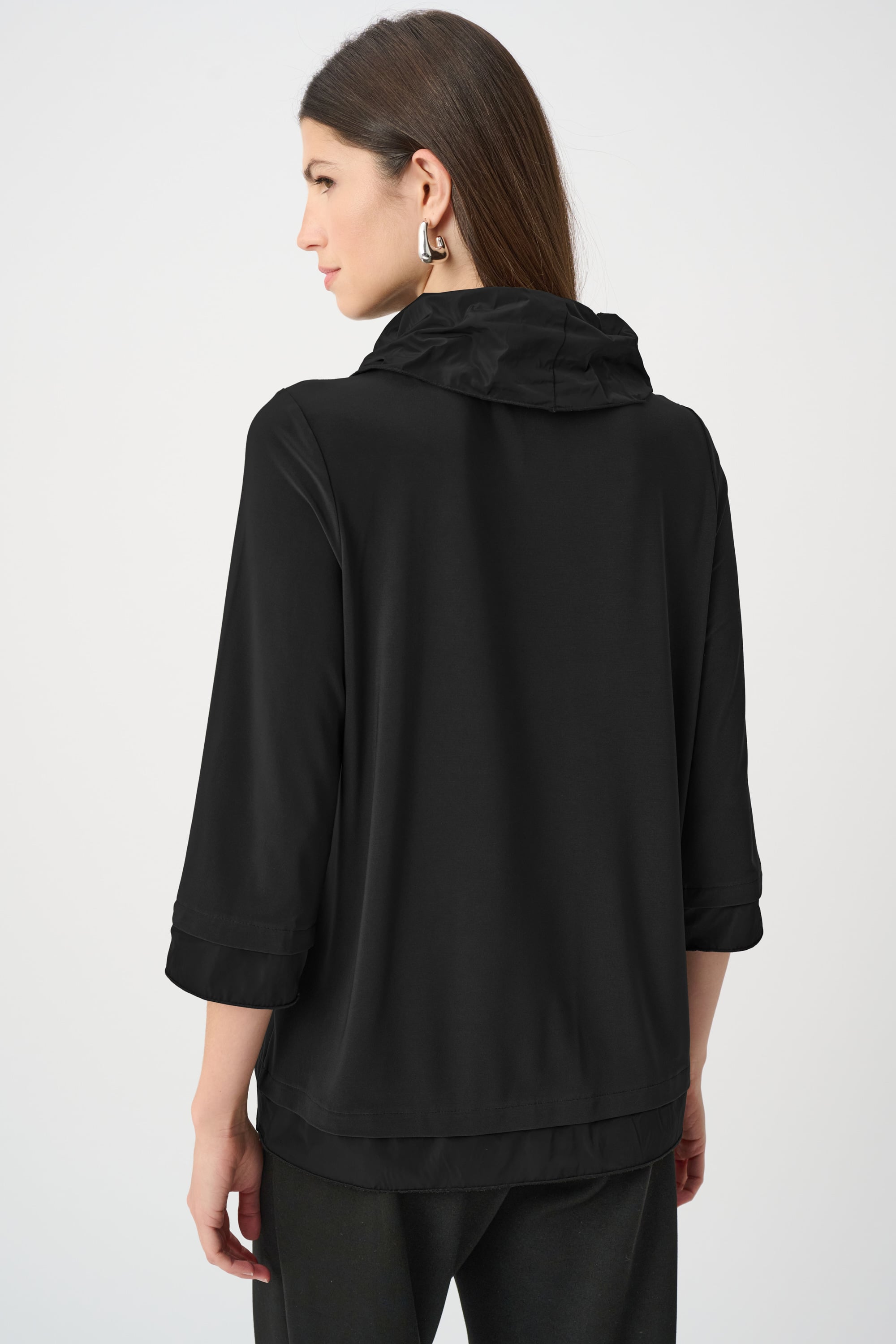 Silky Knit And Memory Cowl-Neck Top