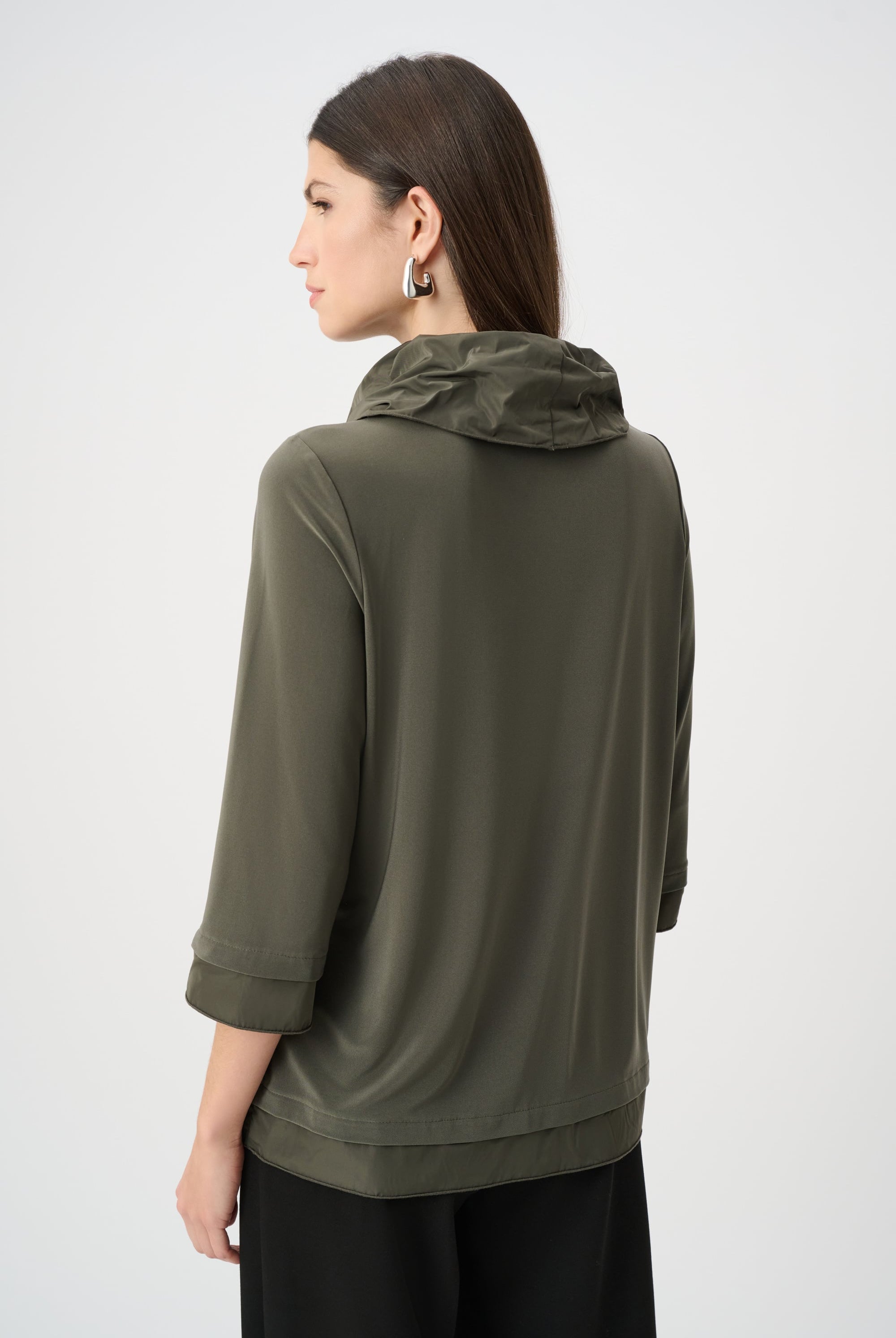 Silky Knit And Memory Cowl-Neck Top